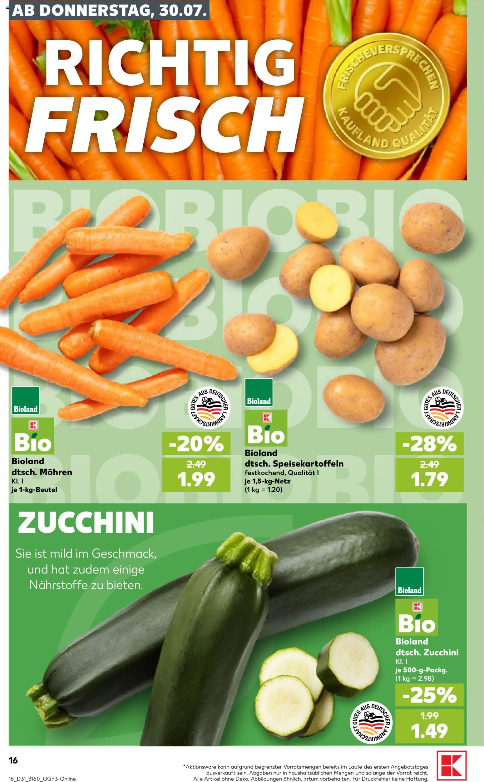 Kaufland Prospekt Rostock – gültig ab 30.07.2026 | Seite: 16 | Produkte: Mohren, Zucchini
