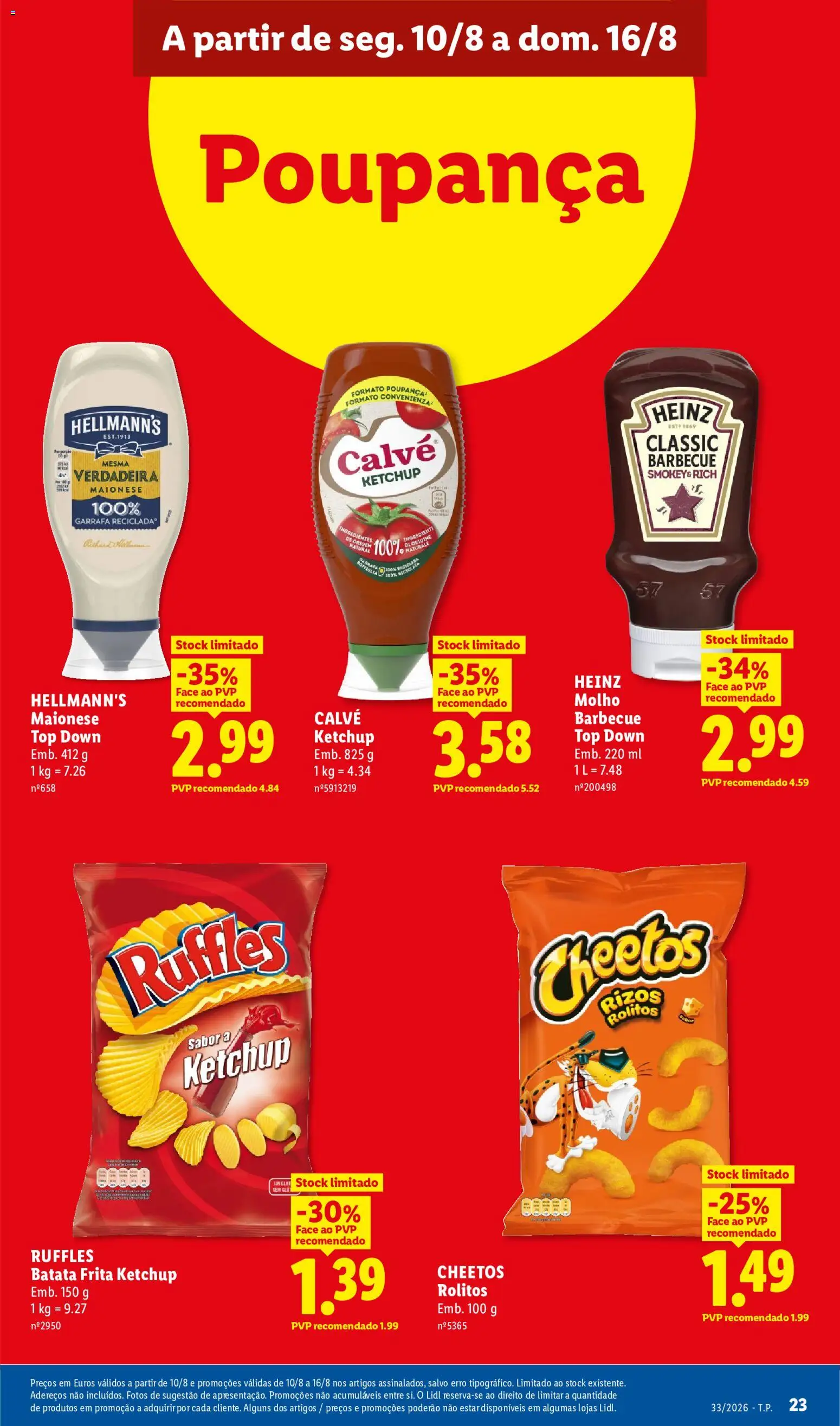 Lidl folheto │ válido de 10/08/2026 | Página: 23 | Produtos: Top, Batata frita, Maionese, Ketchup