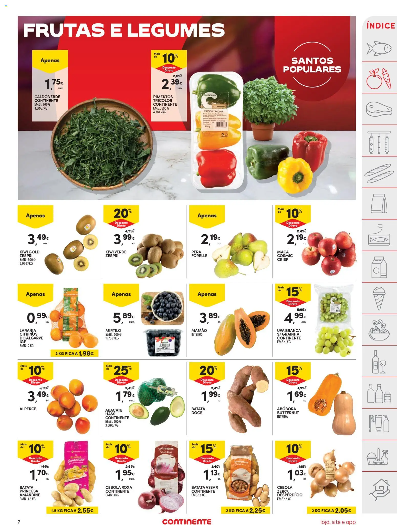 Continente folheto │ válido de 09.06.2026 | Página: 7 | Produtos: Cebola, Maça, Abóbora, Mamão