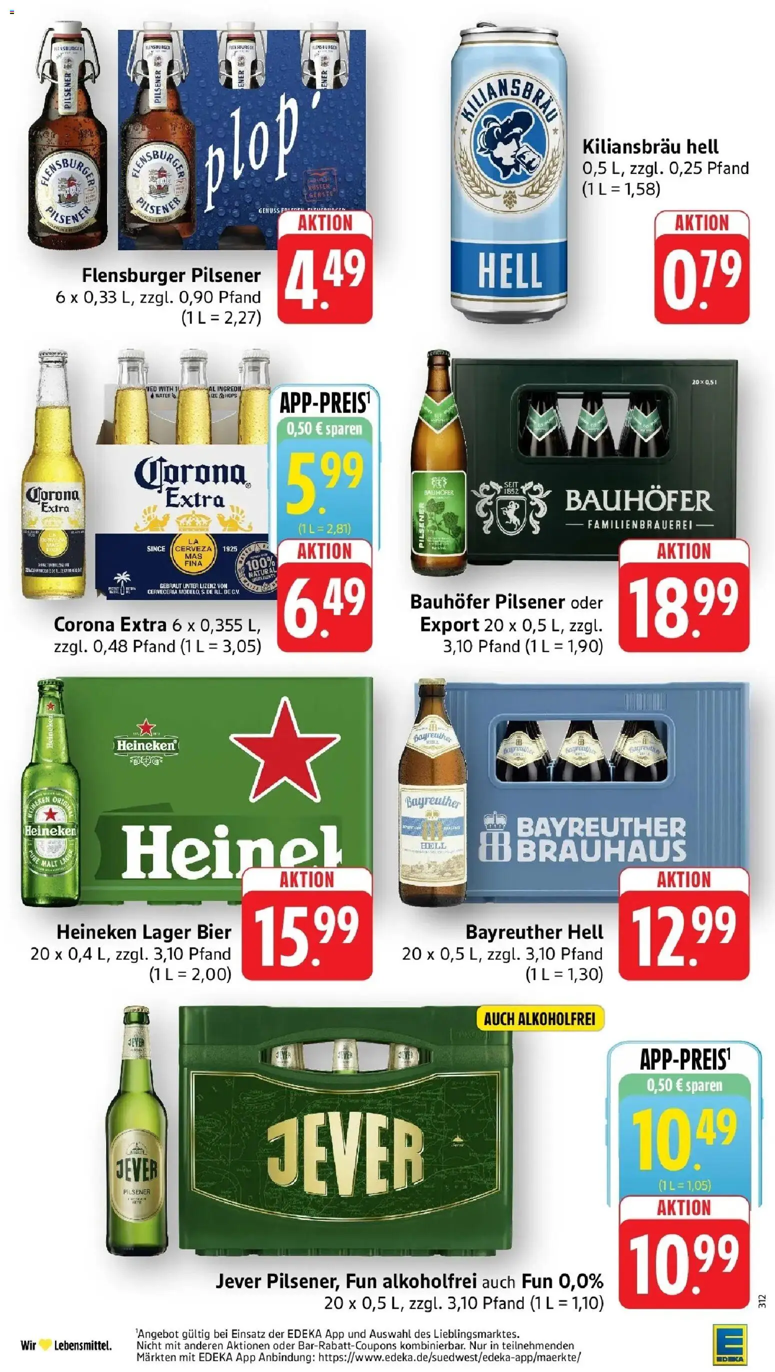Edeka Prospekt Ottersweier (ab 28.09.2026) » Angebote Online | Seite: 31 | Produkte: Bayreuther hell, Bier, Flensburger, Heineken