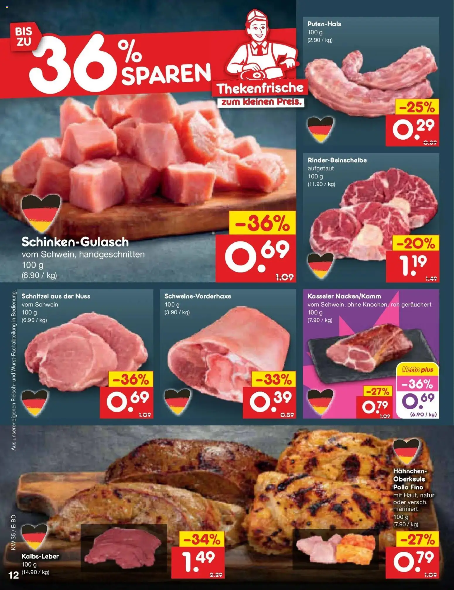 Netto Marken-Discount Prospekt Weimar – gültig ab 24.08.2026 | Seite: 18 | Produkte: Hahnchen, Schnitzel, Kalbsleber, Fleisch