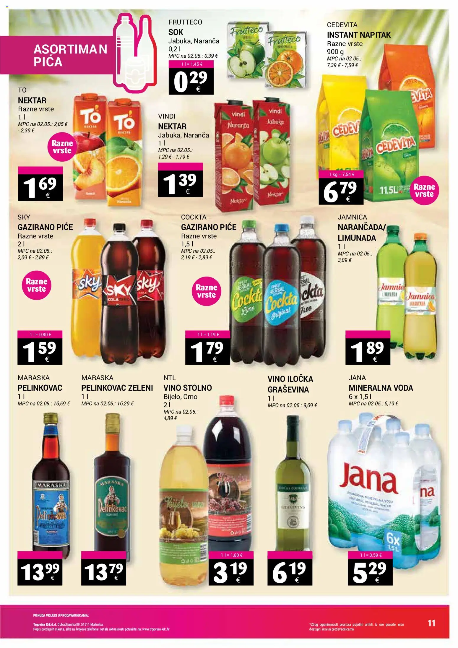 Trgovina Krk katalog | vrijedi od 01.08.2026 | Stranica: 11 | Proizvodi: Pelinkovac, Voda, Cedevita, Jabuka