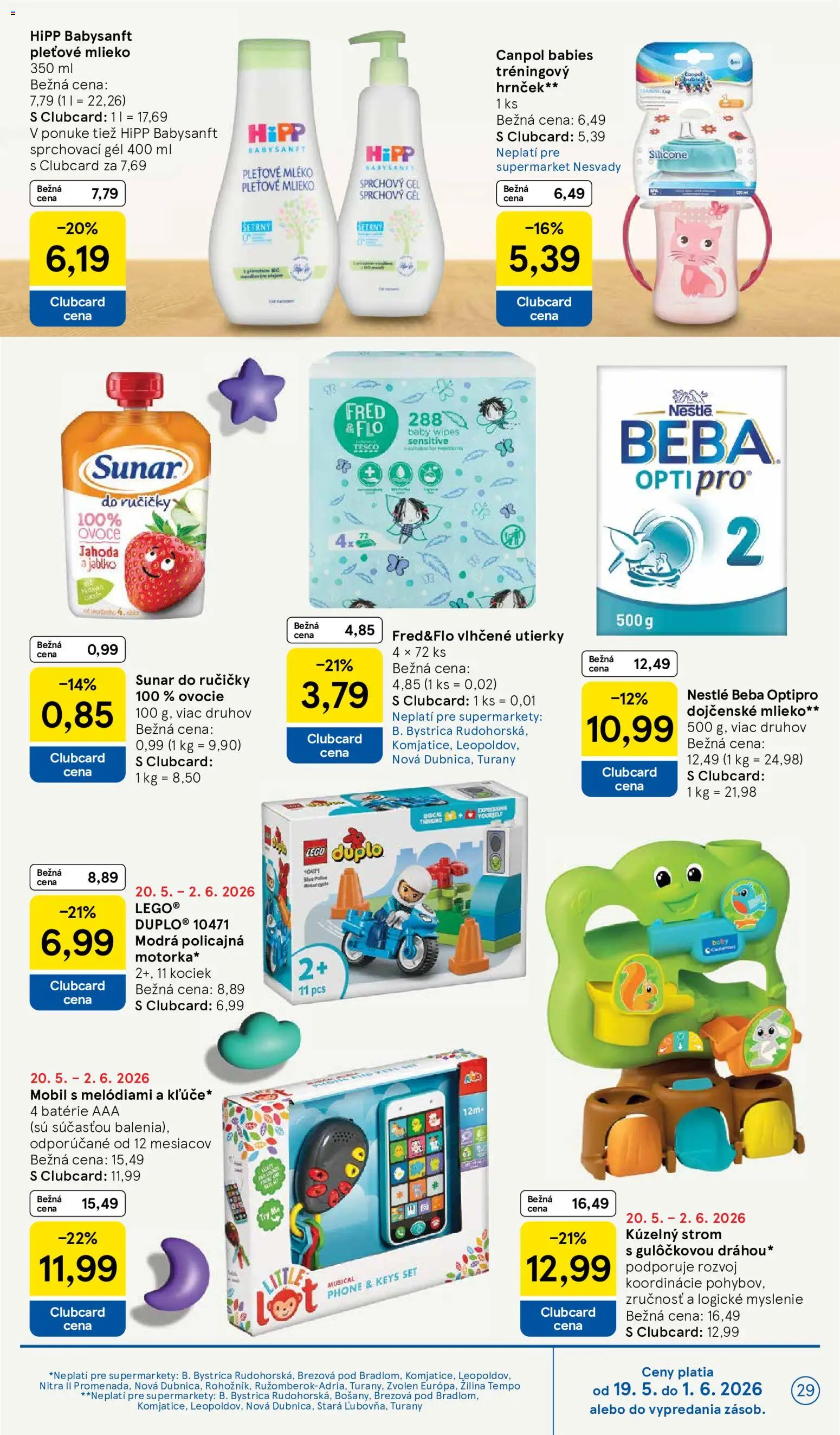 Nové Tesco akcie – leták je platný od 20.05.2026 | Strana: 29 | Produkty: Mobil, Mlieko, Sunar, Ovocie
