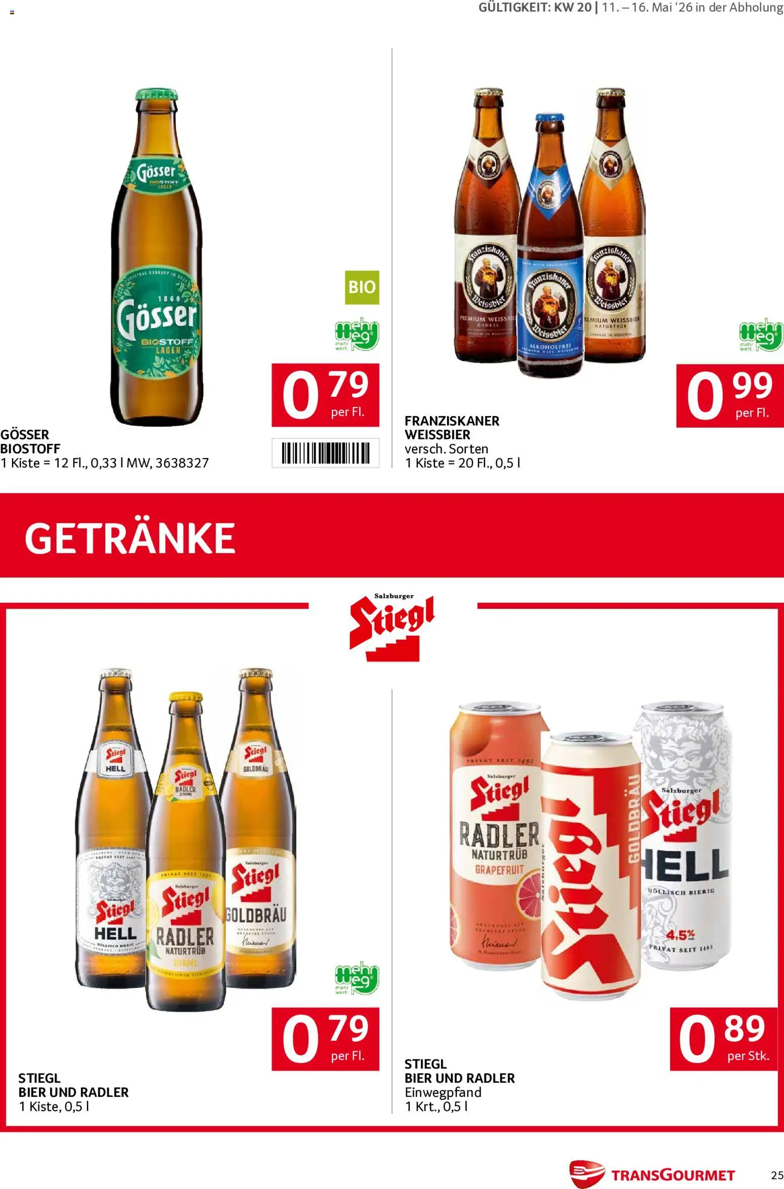 Transgourmet Flugblatt gültig ab 11.05.2026 | Seite: 25 | Produkte: Grapefruit, Bier