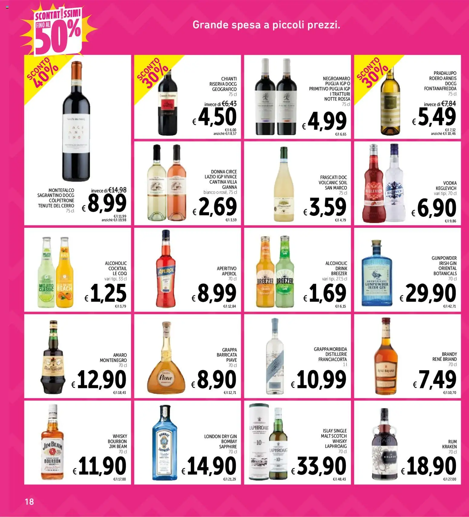 Volantino Spazio Conad del 30/06/2026 | Pagina: 18 | Prodotti: Bourbon, Gin, Grappa, Brandy
