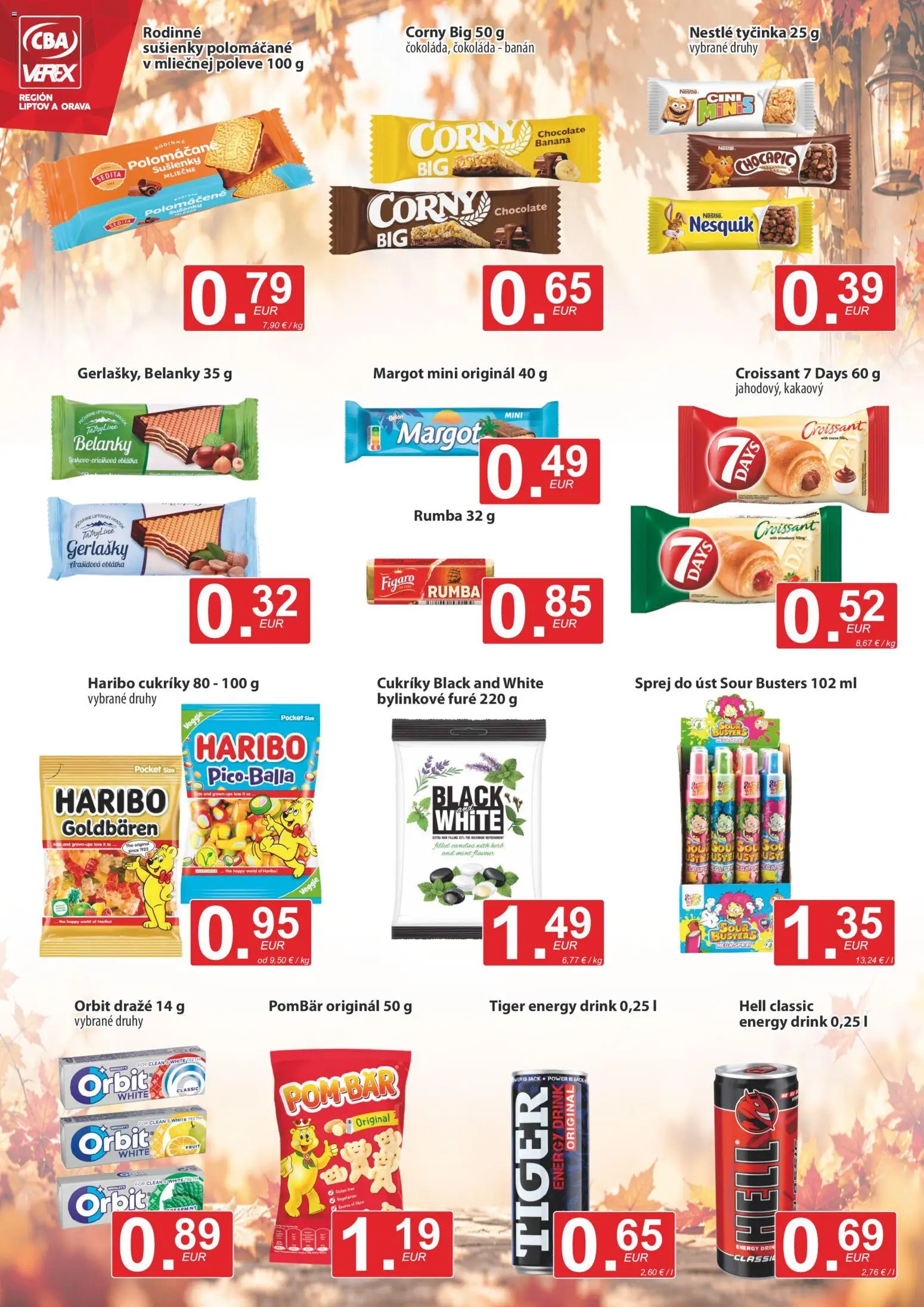 Nové CBA Verex akcie – leták je platný od 15.10.2026 | Strana: 8 | Produkty: Sušienky, Čokoláda, Chocapic, Cukríky