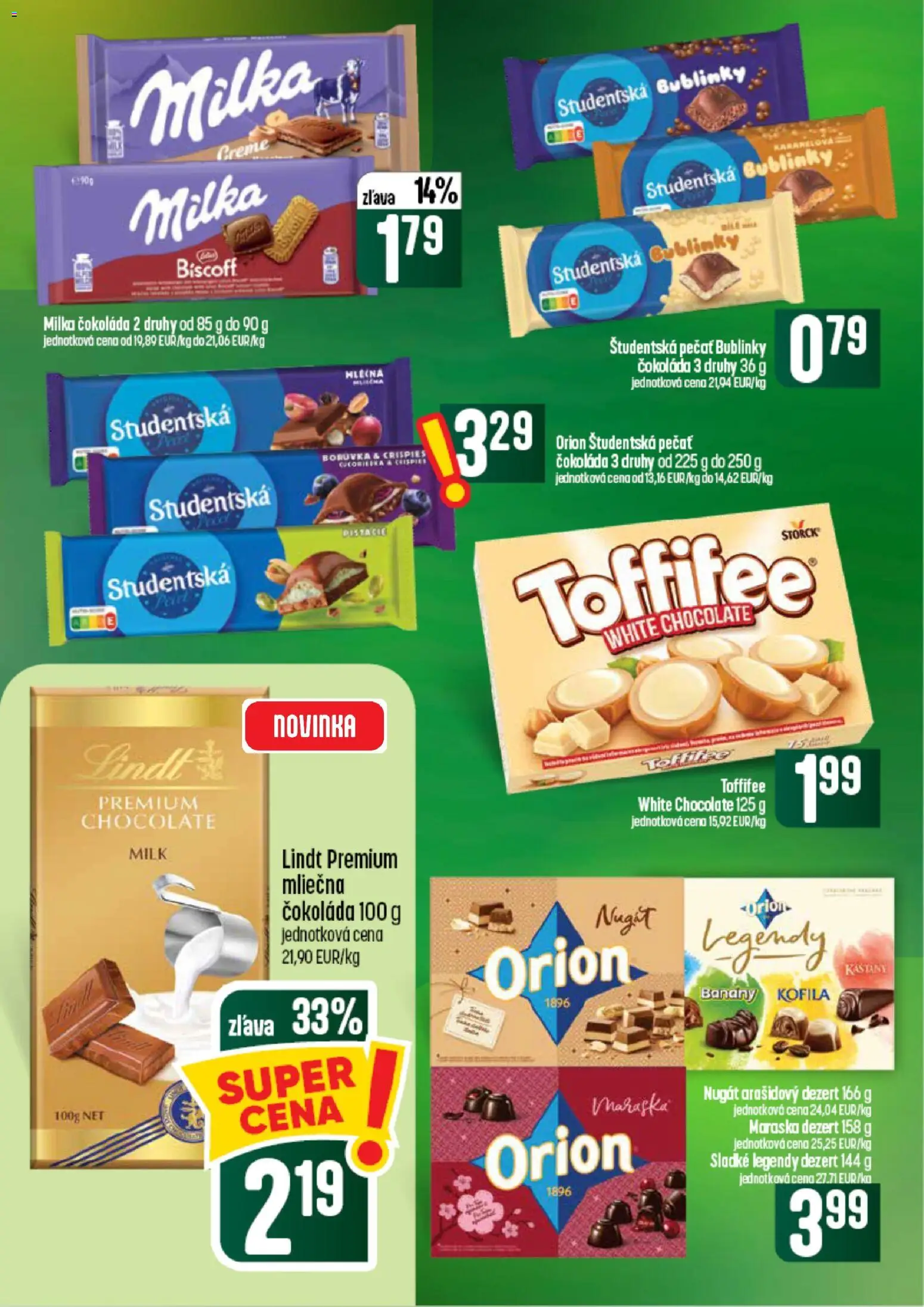 Nové COOP Jednota akcie – leták je platný od 10.09.2026 | Strana: 39 | Produkty: Čokoláda, Študentská pečať, Milka, Dezert
