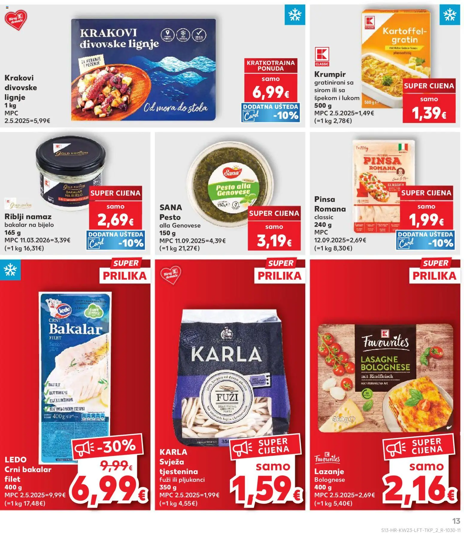 Kaufland HR akciós ujság - amely érvényes a következő dátumtól: 03.06.2026 | Oldal: 13 | Termékek: Pesto, Lasagne