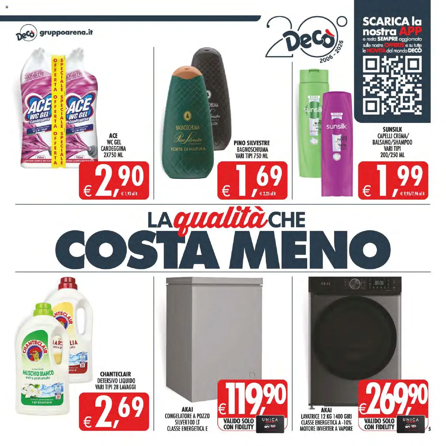 Volantino Decò del 29.05.2026 | Pagina: 5 | Prodotti: Bagnoschiuma, Candeggina, Lavatrice, WC