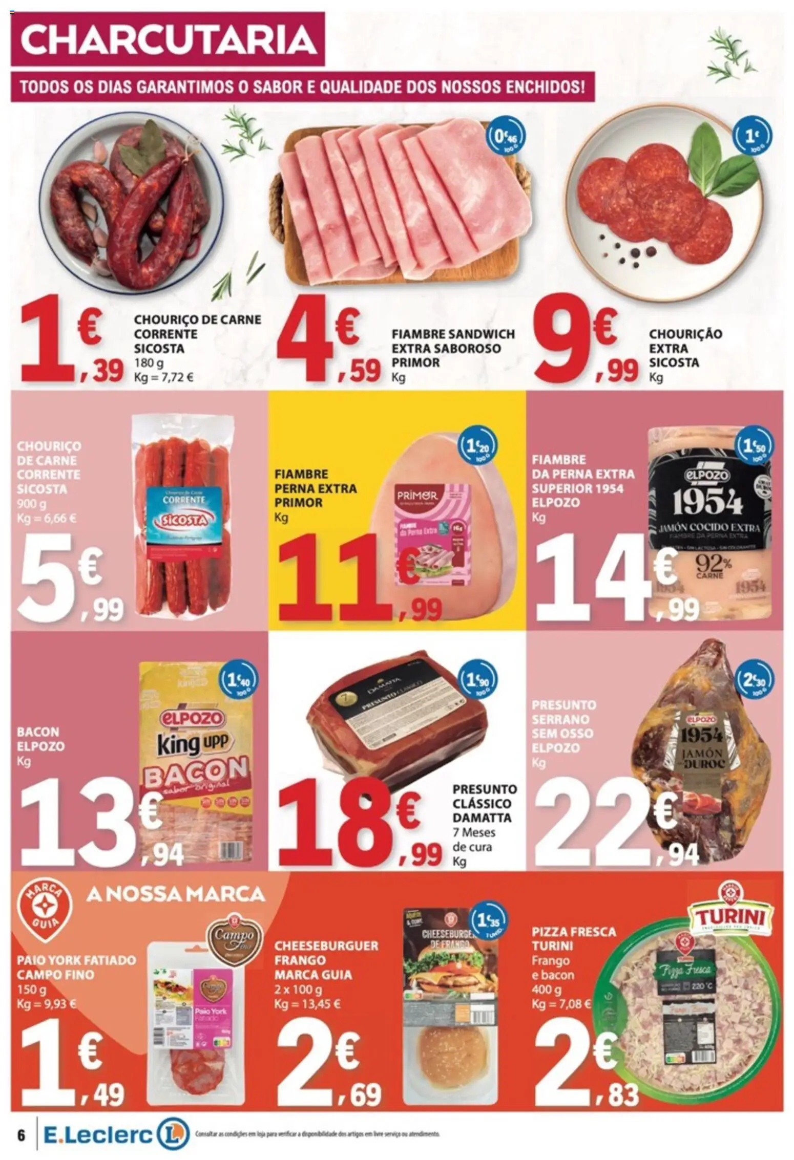 E.Leclerc folheto │ válido de 01/10/2026 | Página: 6 | Produtos: Fiambre, Bacon, Frango, Pizza
