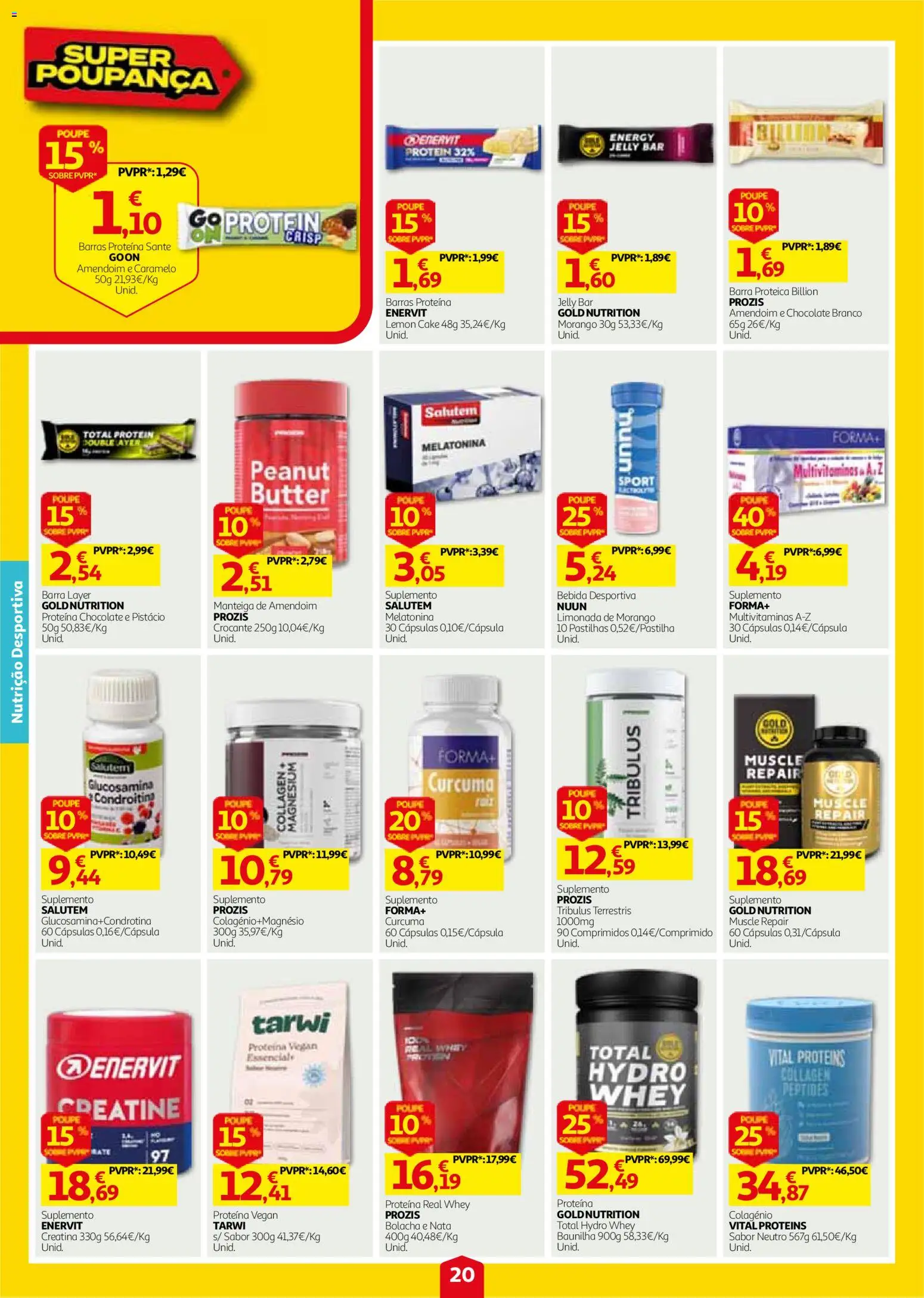 Auchan folheto │ válido de 24/09/2026 | Página: 20 | Produtos: Bebida desportiva, Multivitaminas, Curcuma, Nata