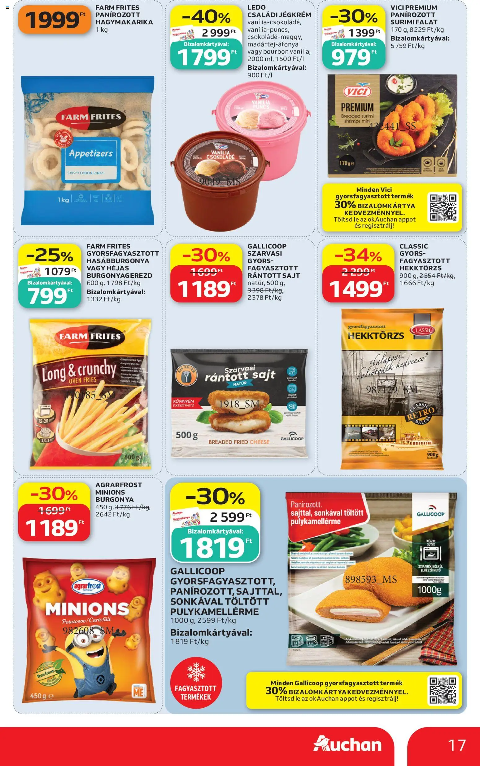 Auchan akciós ujság - amely érvényes a következő dátumtól: 2026.09.17. | Oldal: 17 | Termékek: Burgonya, Lé, Rántott sajt, Hasábburgonya