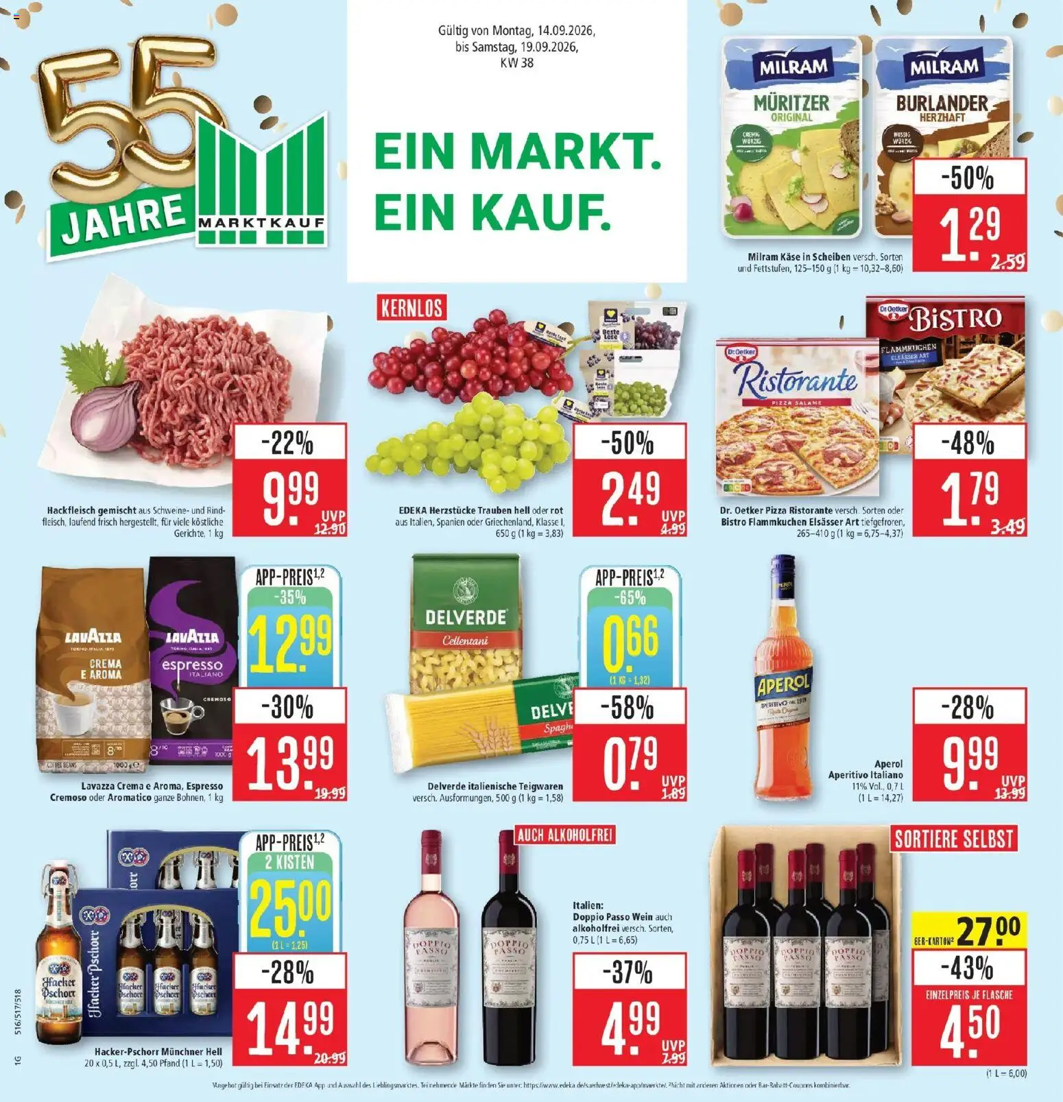 Marktkauf Prospekt Heidenheim (ab 14.09.2026) » Angebote online | Seite: 1 | Produkte: Ristorante, Hocker, Käse, Hackfleisch