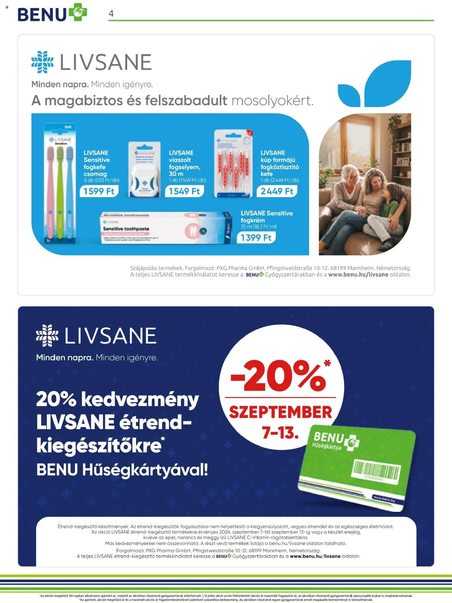BENU Gyógyszertárak akciós ujság - amely érvényes a következő dátumtól: 2026.09.01. | Oldal: 4 | Termékek: Meggy, Kefe, Narancs, Fogkrém