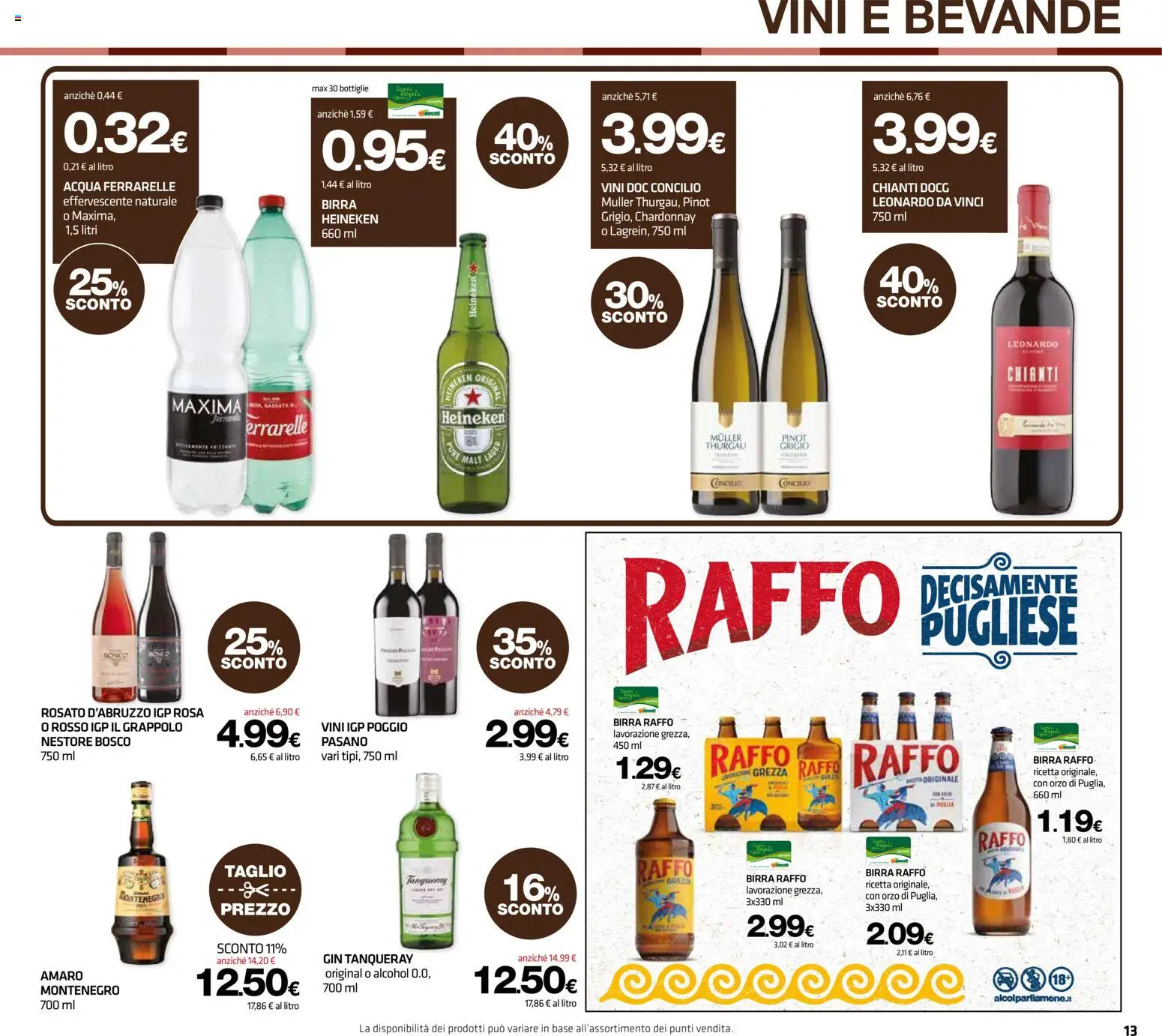 Volantino Superconti del 30/07/2026 | Pagina: 13 | Prodotti: Birra Raffo, Acqua, Taglio, Ferrarelle