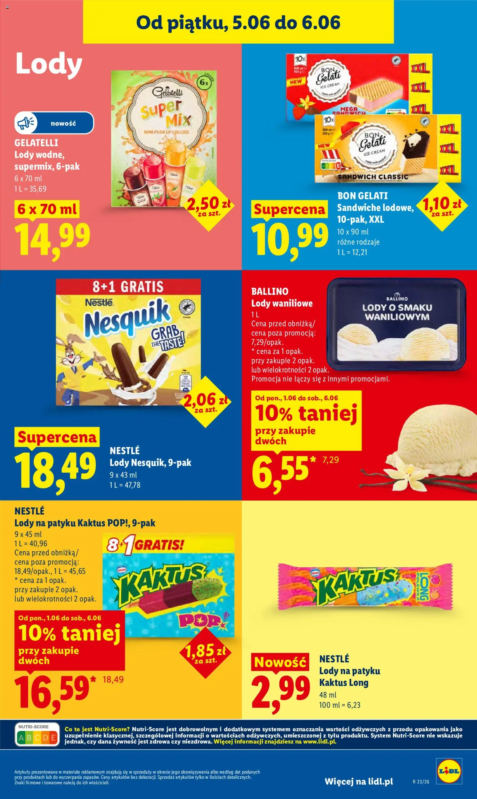 Lidl gazetka od 05.06.2026 | Strona: 63 | Produkty: Sandwich, Lody na patyku, Lody waniliowe, Lody