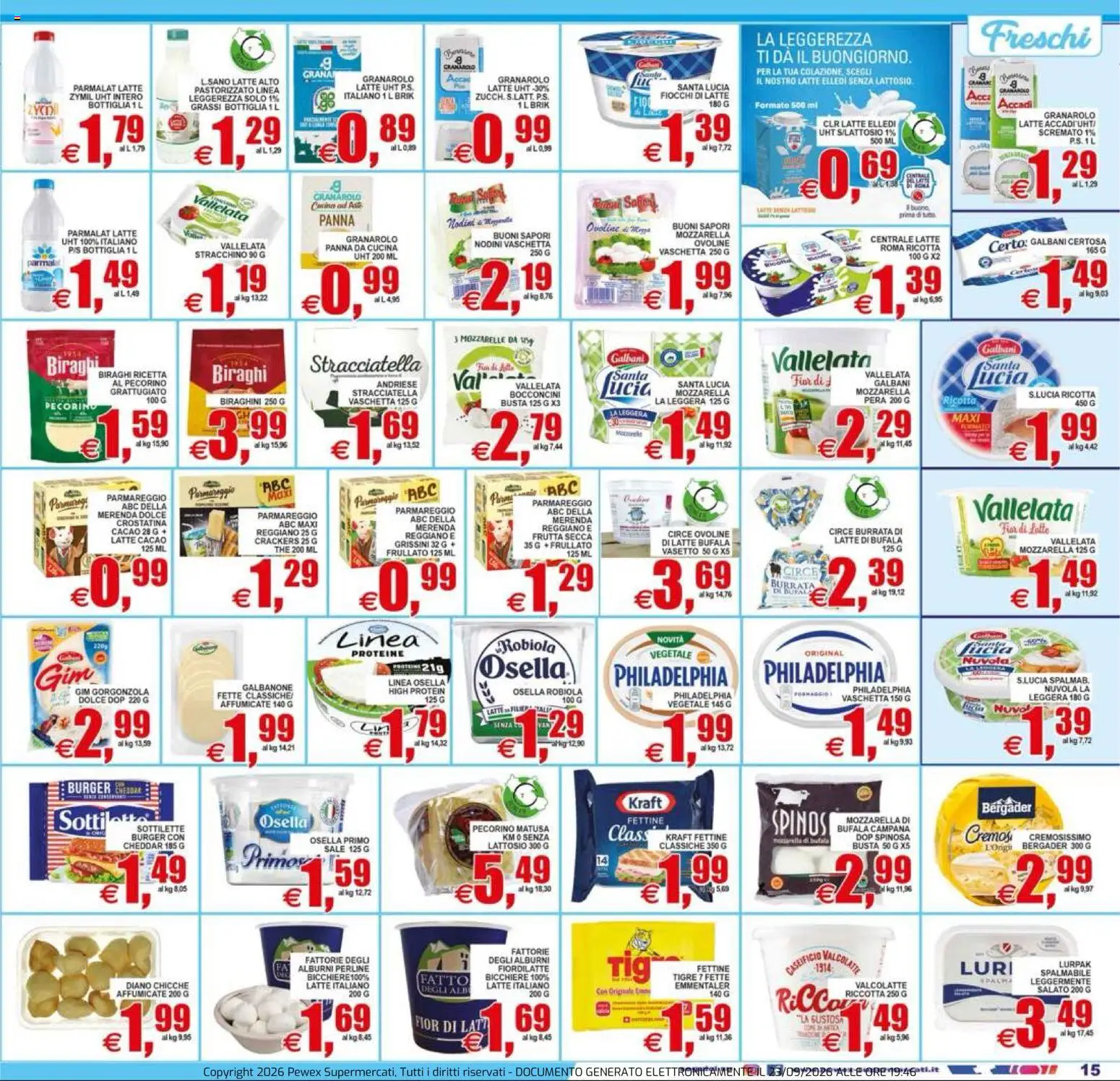 Volantino Pewex del 23/09/2026 | Pagina: 15 | Prodotti: Prosecco, Bevande, Lavazza, Senza lattosio