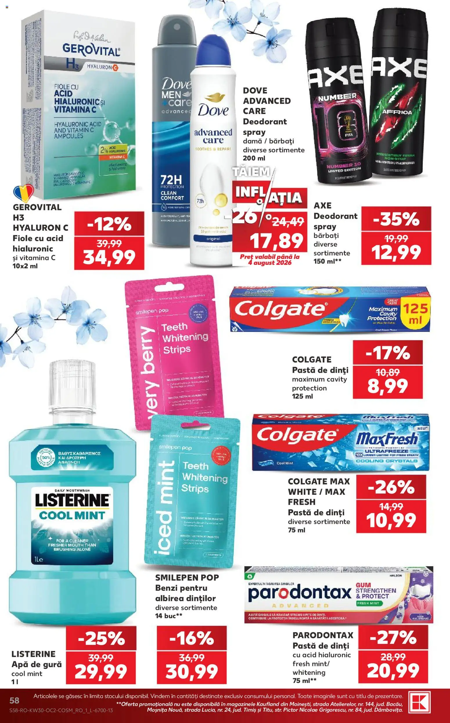 Noul catalog Kaufland – valabil de la 22.07.2026 | Pagină: 58 | Produse: Serum, Deodorant, Apă de gură, Apă