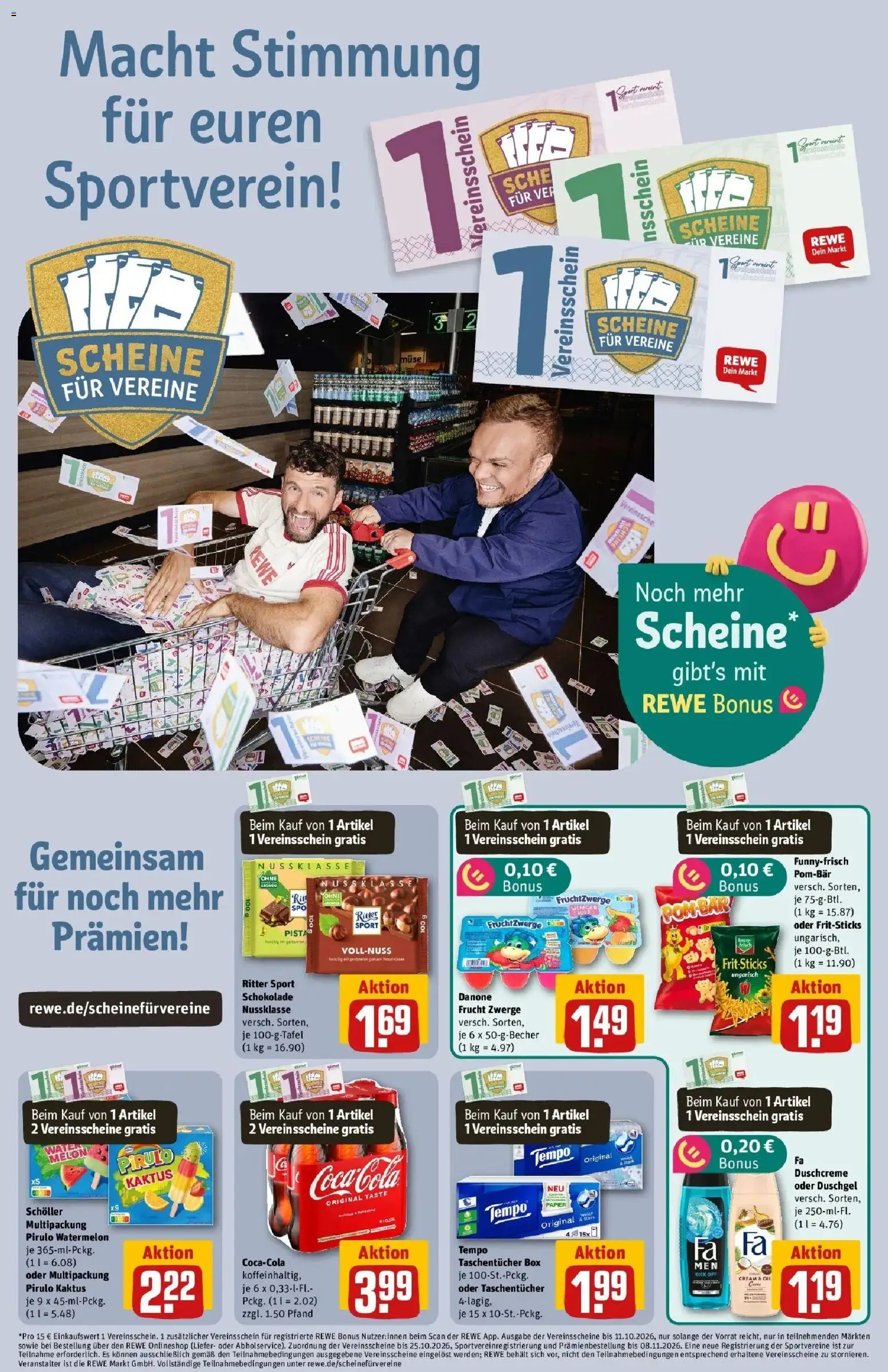 REWE Prospekt ab 07.09.2026 zum Blättern » Angebote | Seite: 19 | Produkte: Schokolade, Fruchtzwerge, Duschgel, Tempo