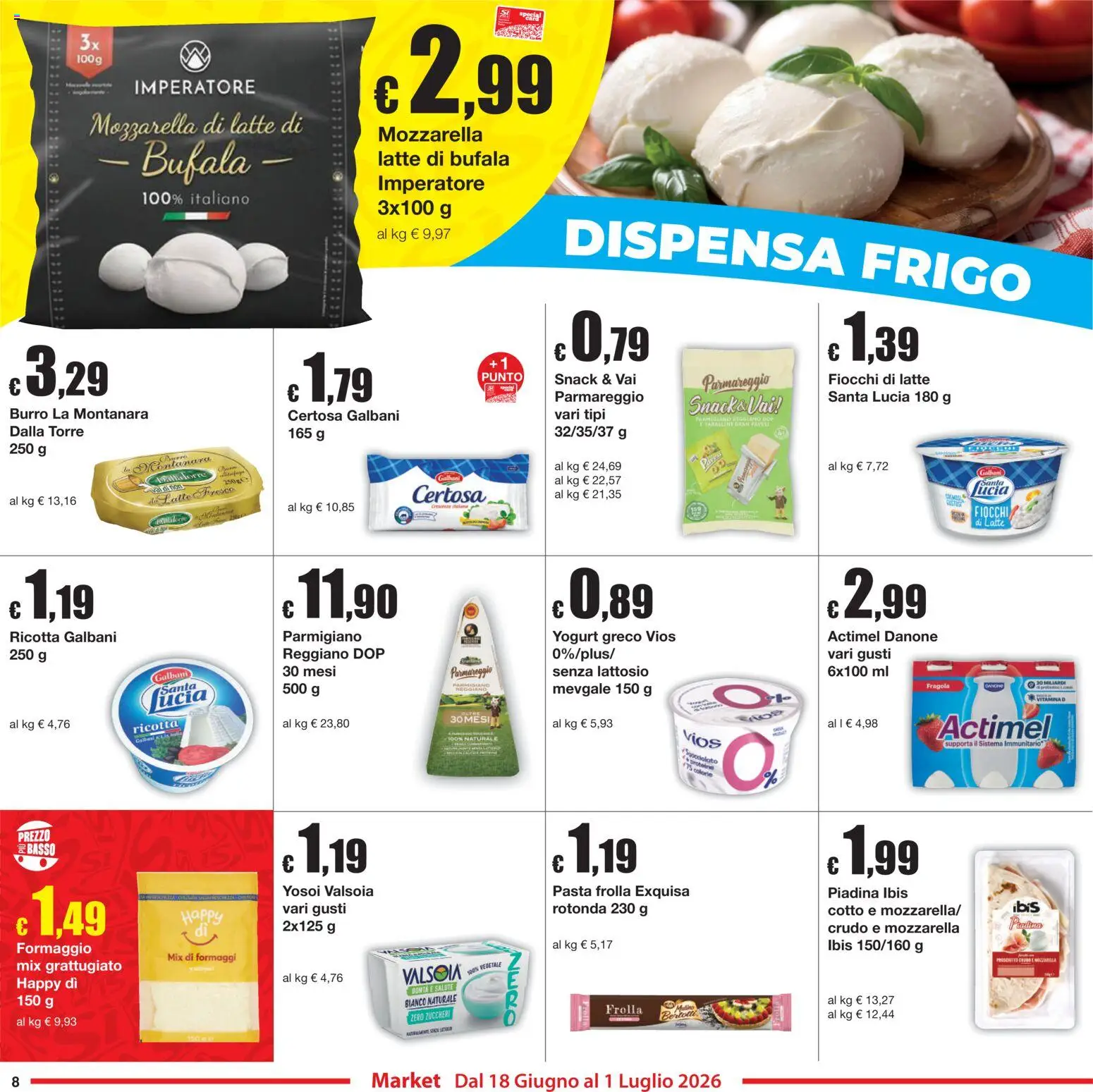 Volantino Sì con Te del 18.06.2026 | Pagina: 8 | Prodotti: Yogurt greco, Mozzarella, Ricotta, Parmigiano