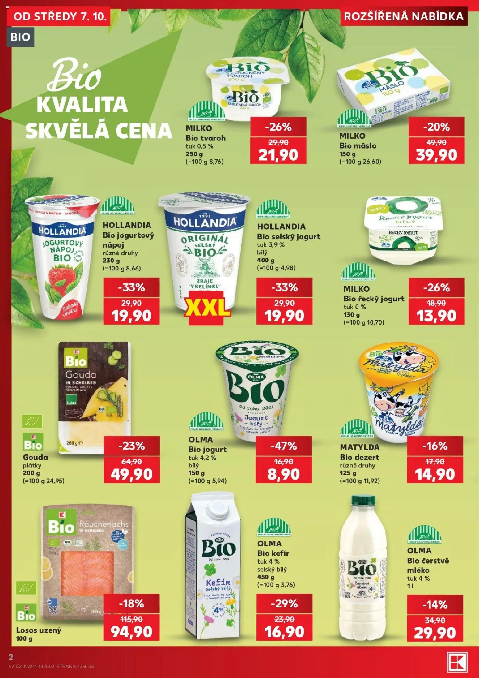 Kaufland leták - Plzeň Bory od 07.10.2026 | Strana: 2 | Produkty: Řecký jogurt, Kefír, Mléko, Dezert