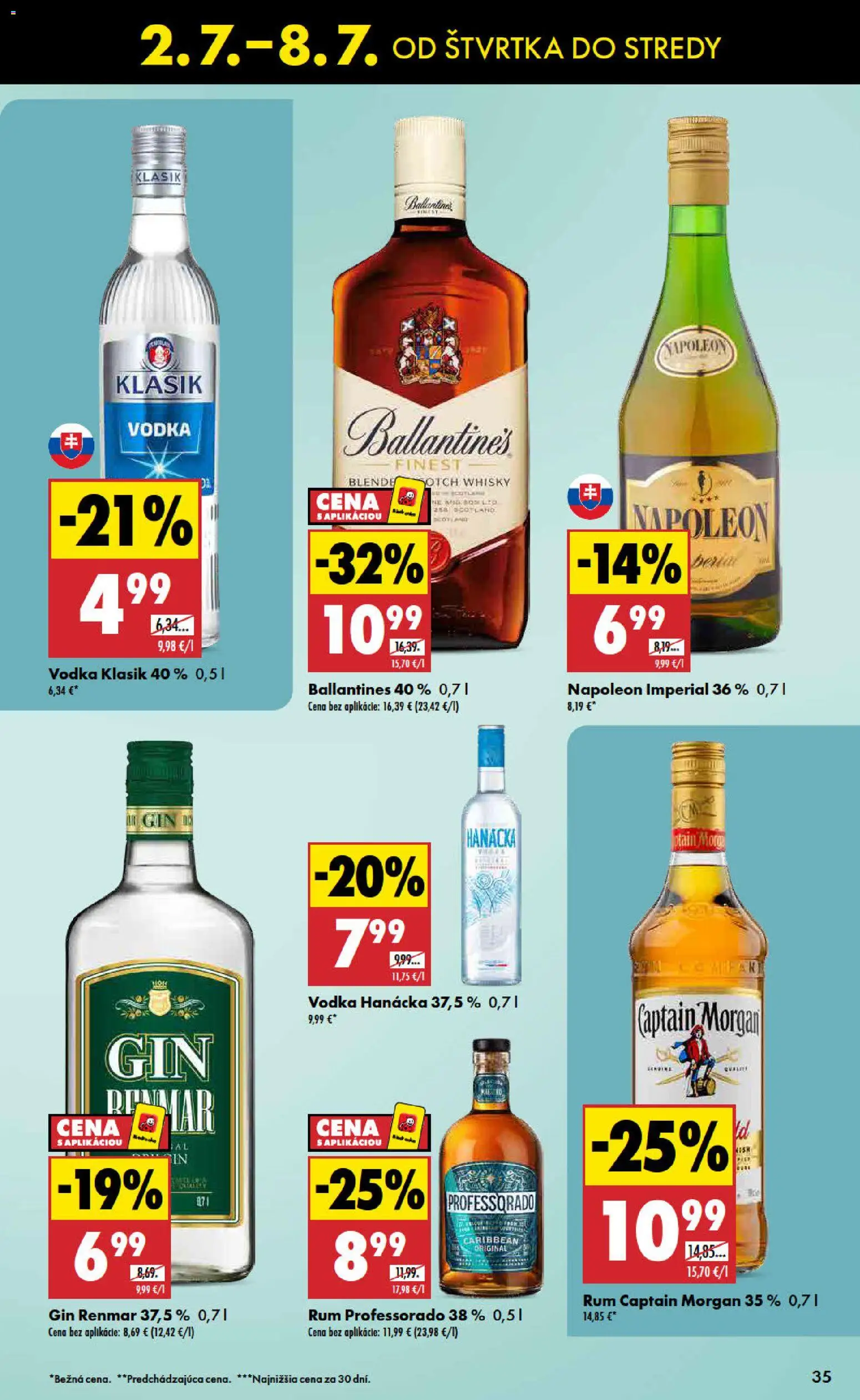 Nové Biedronka akcie – leták je platný od 02.07.2026 | Strana: 35 | Produkty: Captain Morgan, Vodka, Whisky, Rum