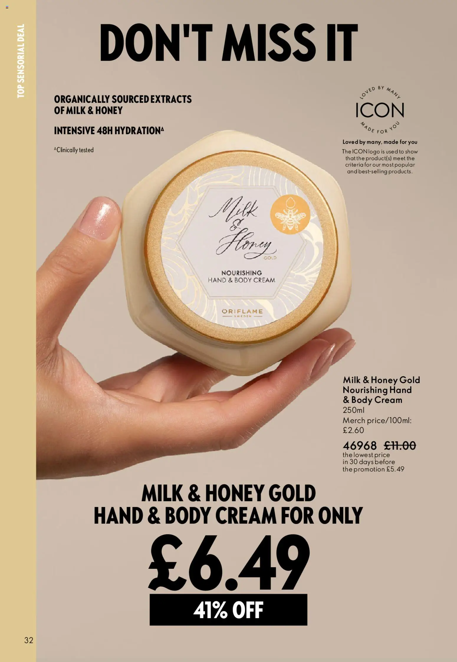{H1} | Page: 32 | Products: Body cream, Milk, Cream, Honey