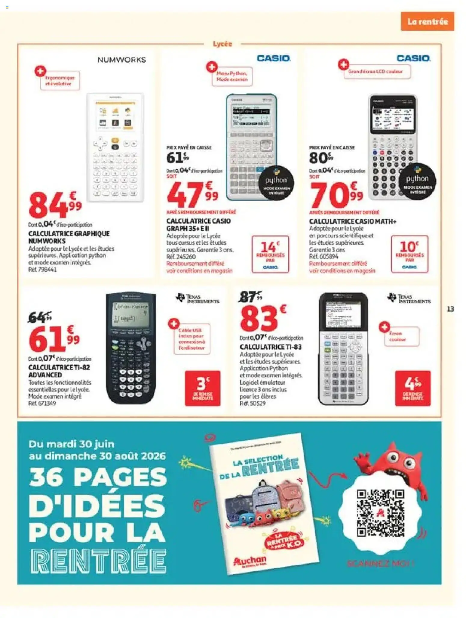 {H1} | Page: 13 | Produits: Câble, USB, Calculatrice