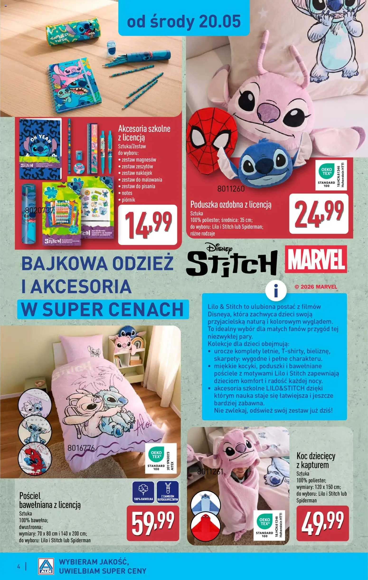 Aldi gazetka - Hity od Środy i od Soboty od 20.05.2026 | Strona: 4 | Produkty: Pościel, Skarpety, Poduszka, Koc