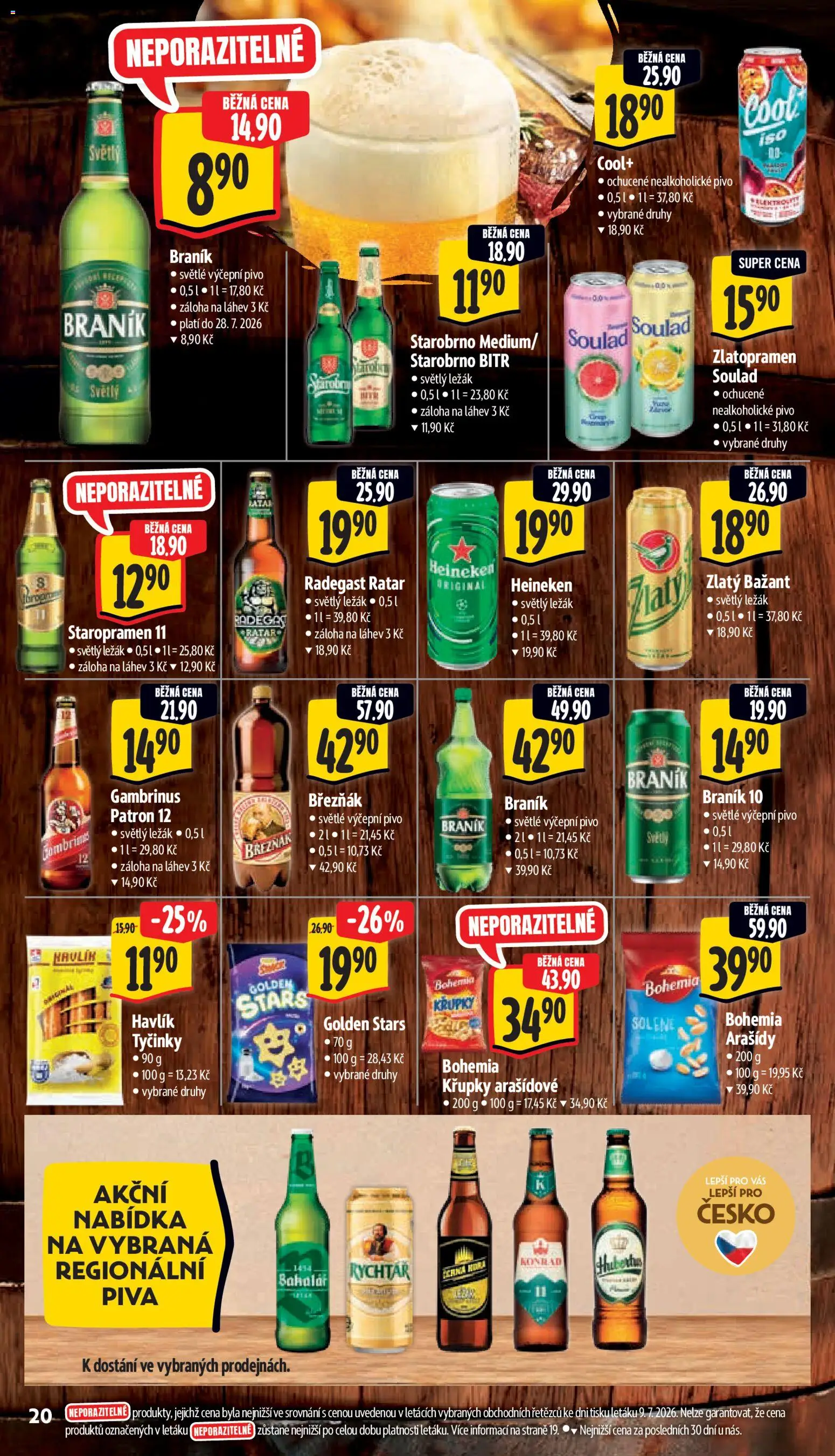 Albert leták - Supermarket od 15.07.2026 | Strana: 30 | Produkty: Heineken, Zlatopramen, Staropramen 11, Arašídy