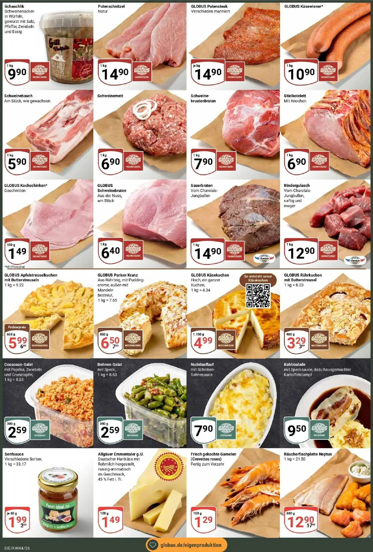 Globus Prospekt Siegen – gültig ab 26.10.2026 | Seite: 2 | Produkte: Schweinenacken, Garnelen, Krustenbraten, Schinken