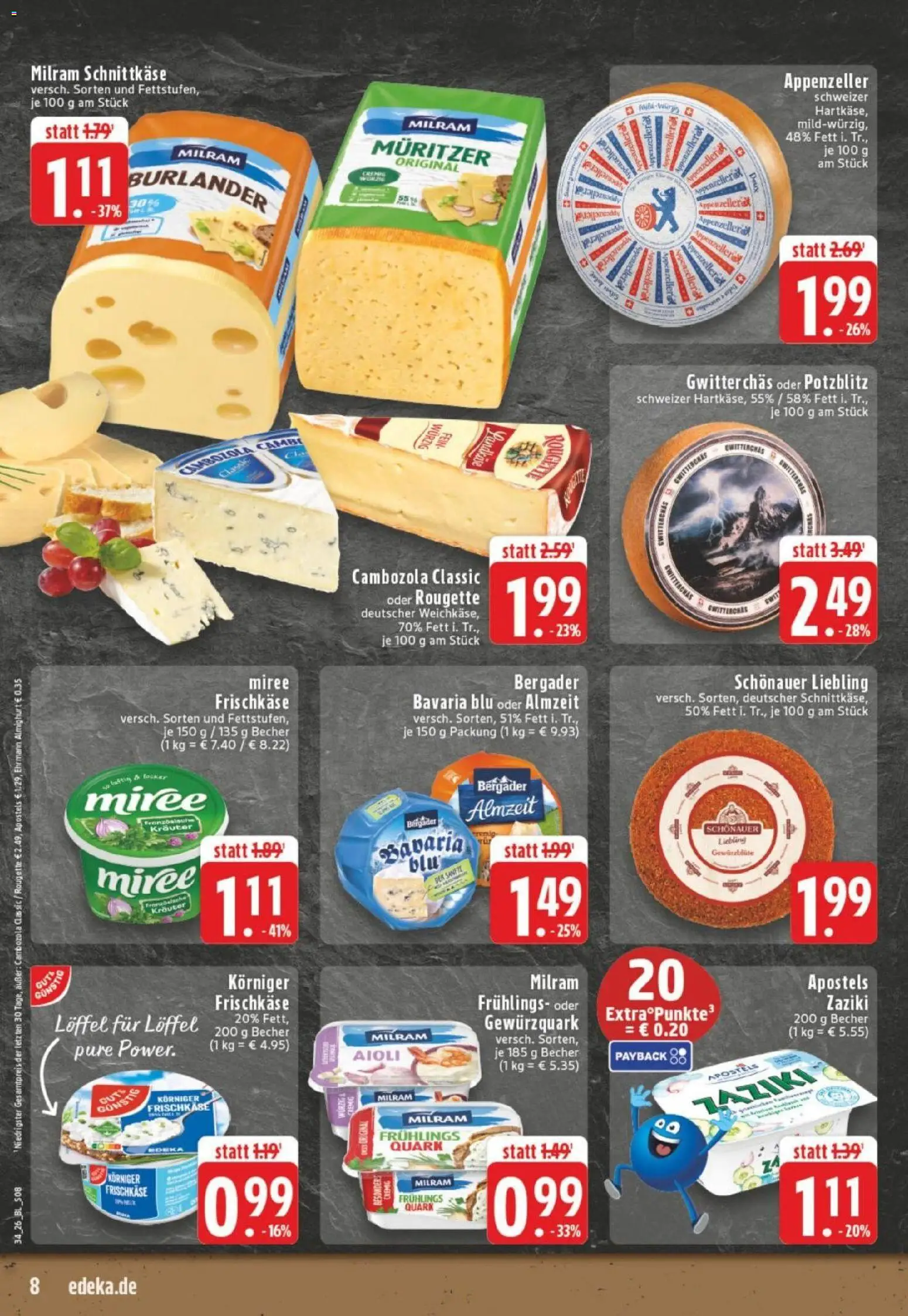 Edeka Prospekt Dortmund – gültig ab 17.08.2026 | Seite: 8 | Produkte: Ehrmann almighurt, Quark, Milram, Frischkase