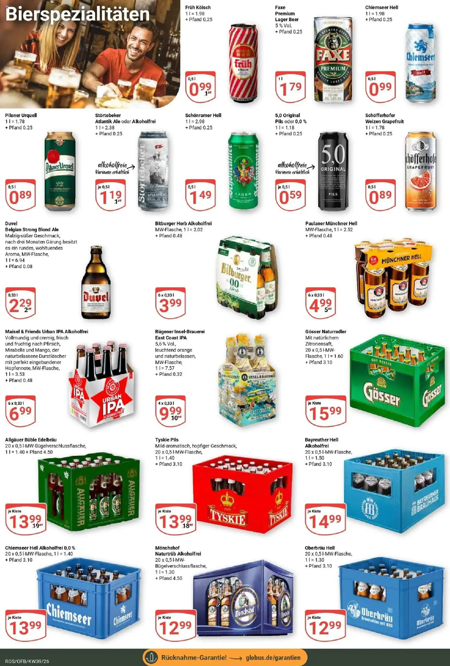 Globus Prospekt Lambrechtshagen (ab 21.09.2026) » Angebote online | Seite: 23 | Produkte: Tyskie, Pils, Pilsner urquell, Paulaner