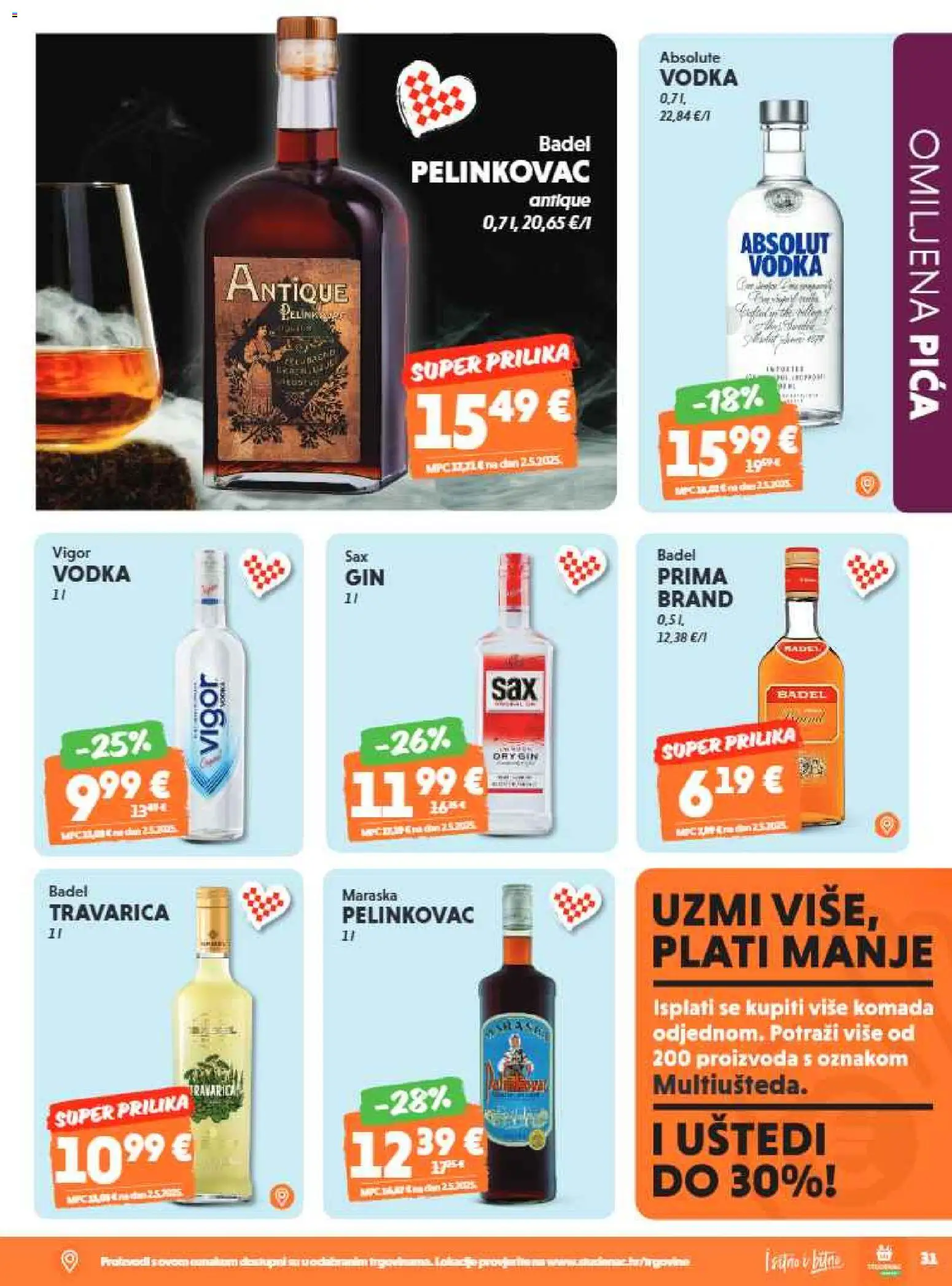Studenac katalog | vrijedi od 13.05.2026 | Stranica: 31 | Proizvodi: Pelinkovac, Travarica, Pelinkovac Antique, Vodka