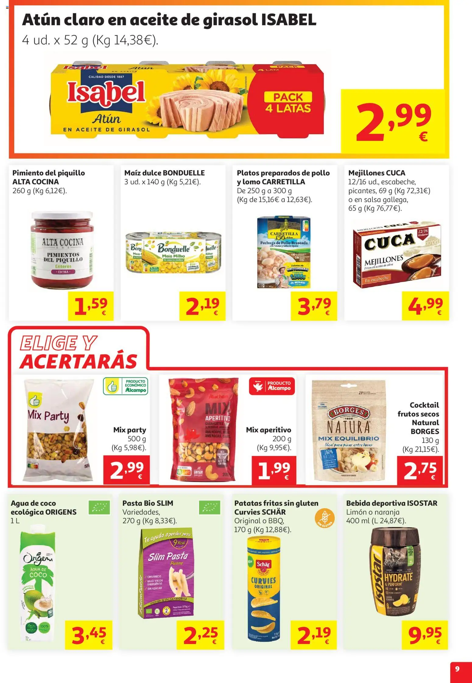 Alcampo HP Nacional no Litoral │ válido desde el 29/07/2026 | Página: 9 | Productos: Té, Aceite de oliva, Aceite de girasol, Bolsa