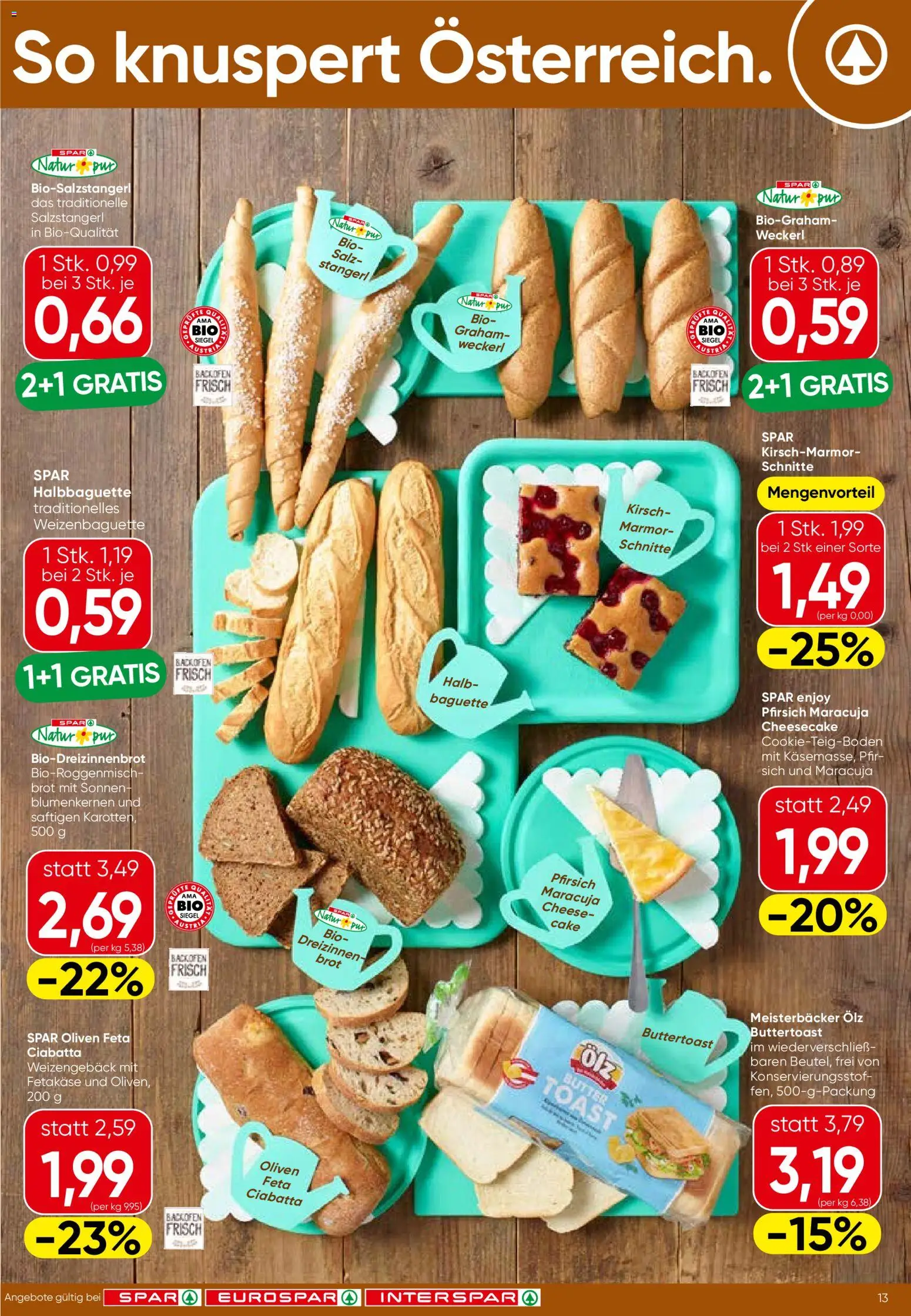 Spar Flugblatt - Oberösterreich gültig ab 07.05.2026 | Seite: 13 | Produkte: Salz, Jääkaappipakastin, Butter, Brot