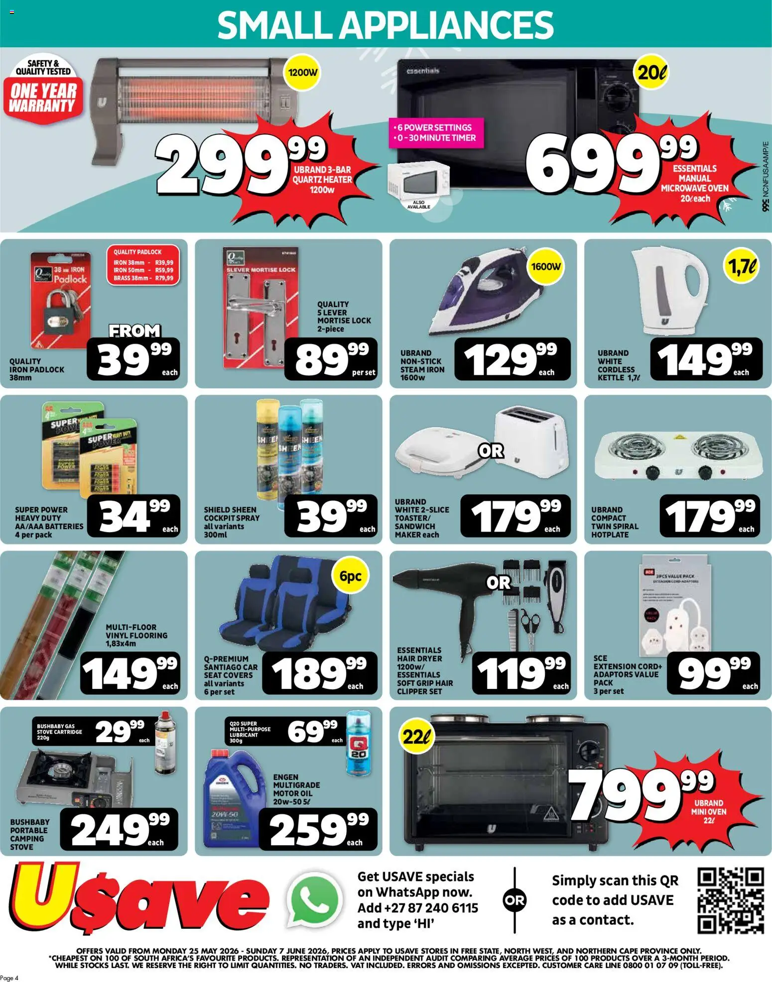 New Usave catalogue – valid from 25.05.2026 | Page: 4 | Products: Timer, Dryer, Microwave, Oil