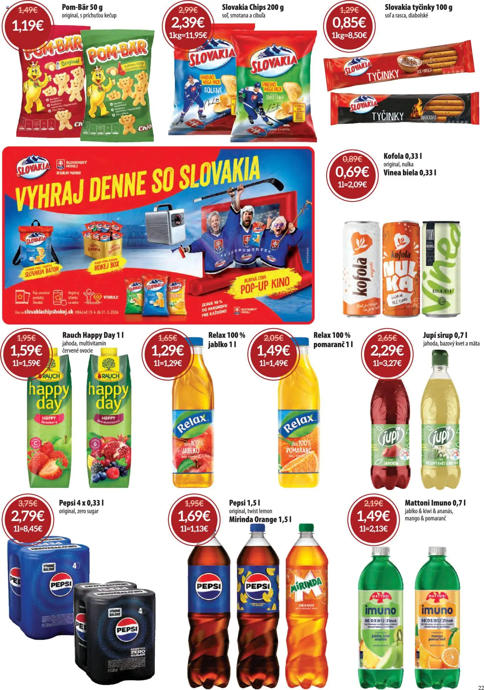 Nové Nitrazdroj akcie – leták je platný od 07.05.2026 | Strana: 22 | Produkty: Kečup, Cibuľa, Mirinda, Ovocie
