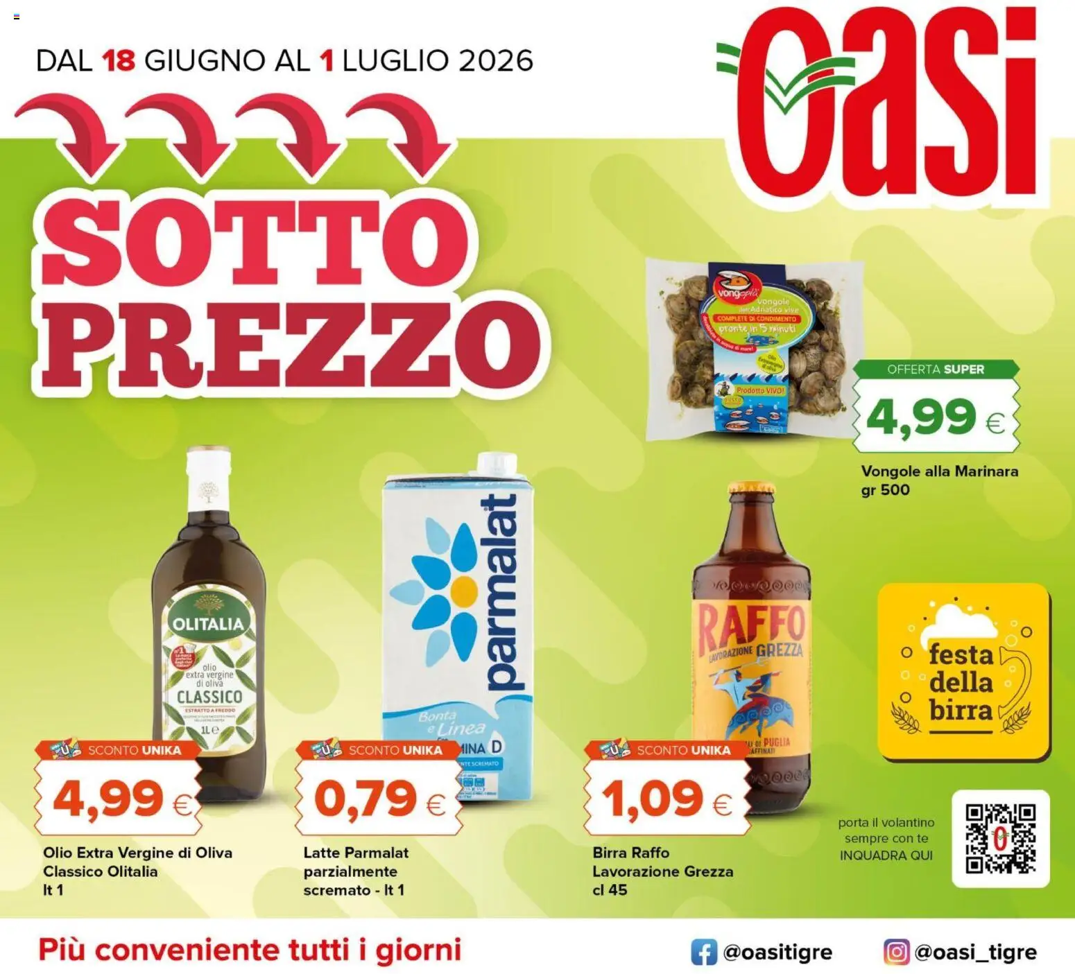 Volantino Oasi del 18.06.2026 | Pagina: 1 | Prodotti: Birra, Tè, Olio, Olio extra vergine