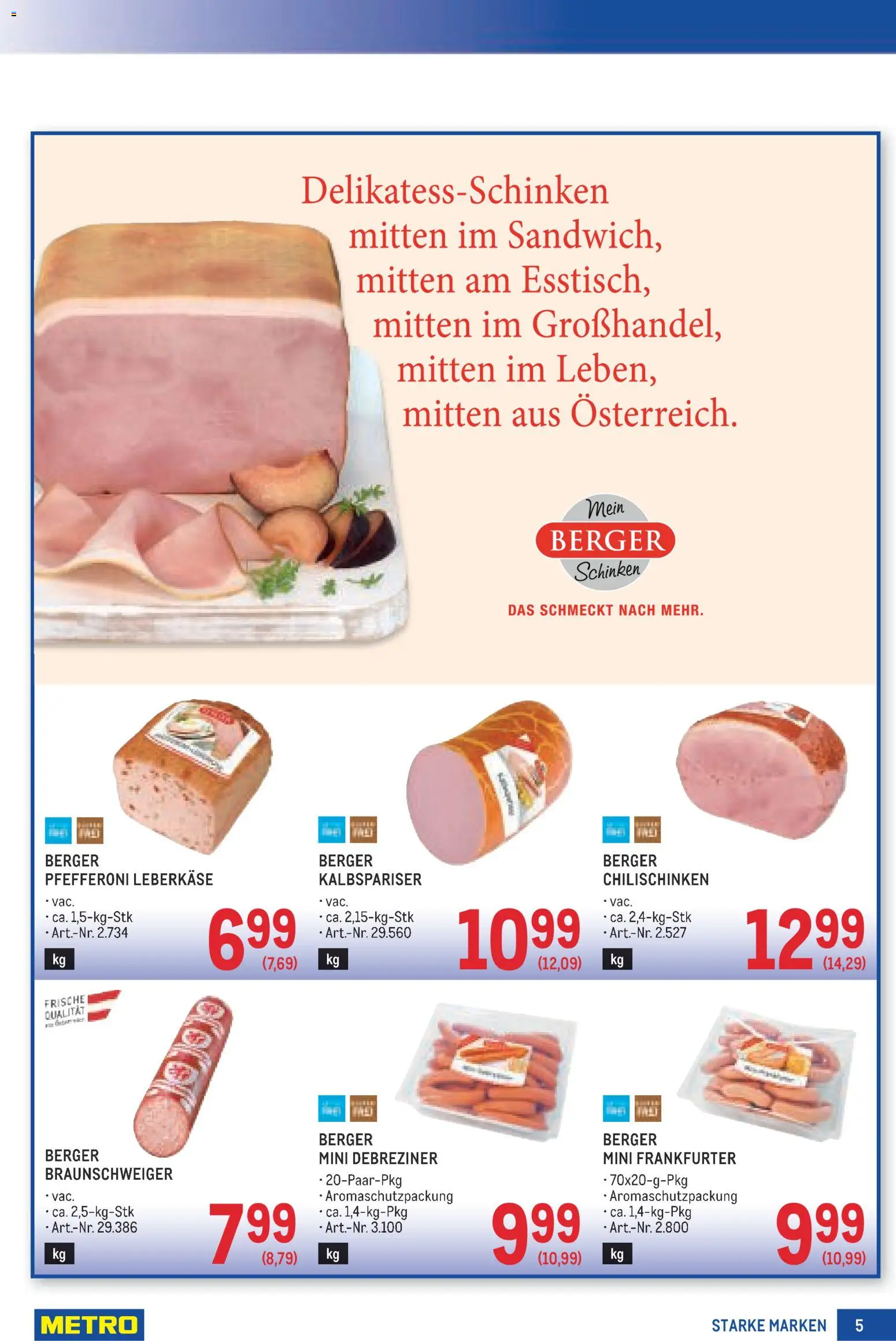 Metro angebote Starke Marken gültig ab 15.10.2026 | Seite: 5 | Produkte: Schinken