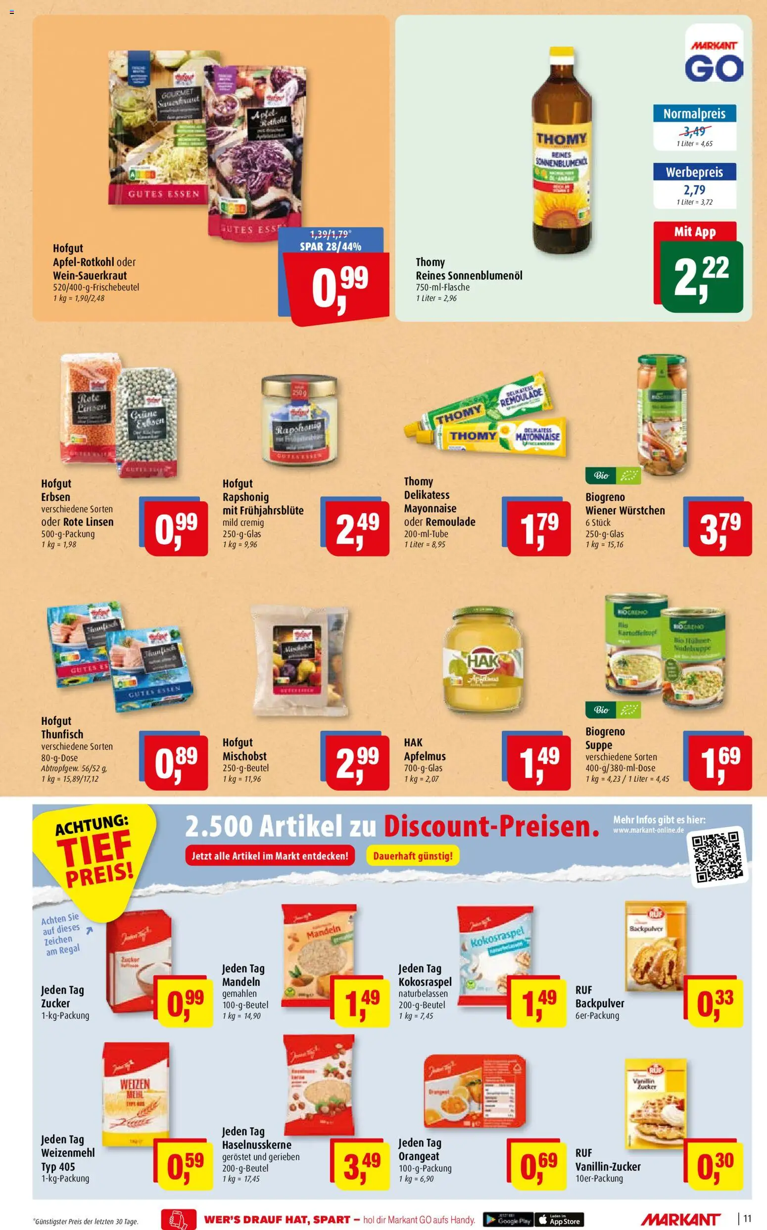 Markant Prospekt – gültig ab 19.10.2026 | Seite: 11 | Produkte: Wiener wurstchen, Sonnenblumenol, Weizenmehl, Mandeln