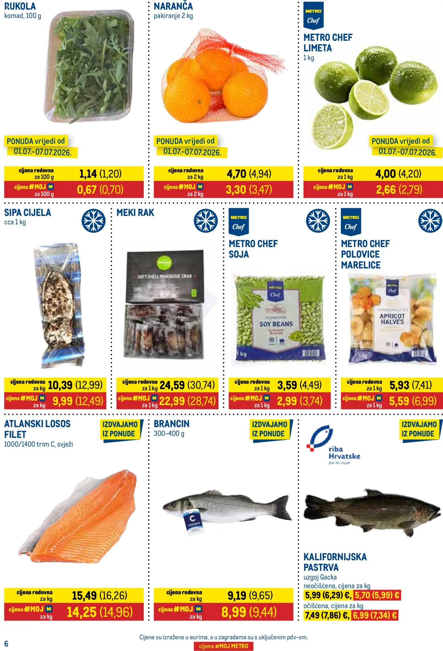 Metro katalog | vrijedi od 01.07.2026 | Stranica: 6 | Proizvodi: Sipa, Marelice, Brancin, Limeta