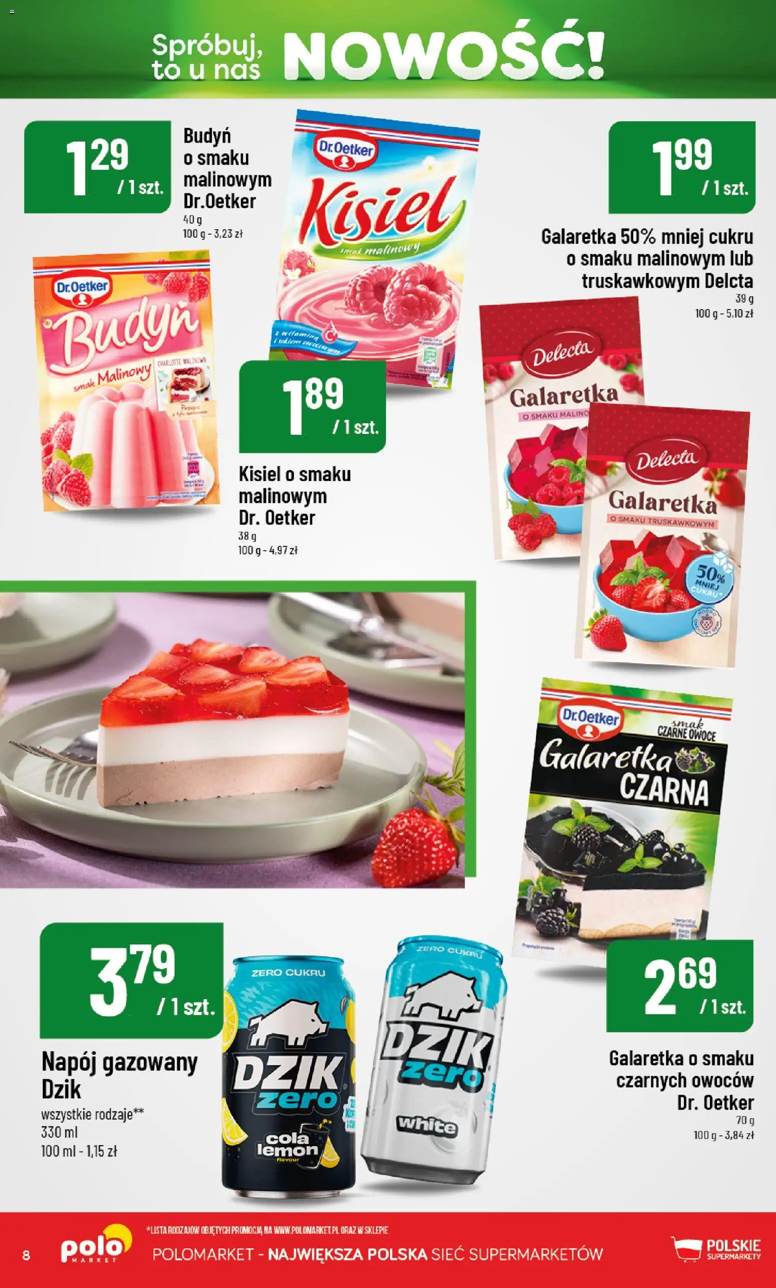 Nowa POLOmarket gazetka od jutra 08.10.2026 | Strona: 8 | Produkty: Budyń, Galaretka, Kisiel, Owoce
