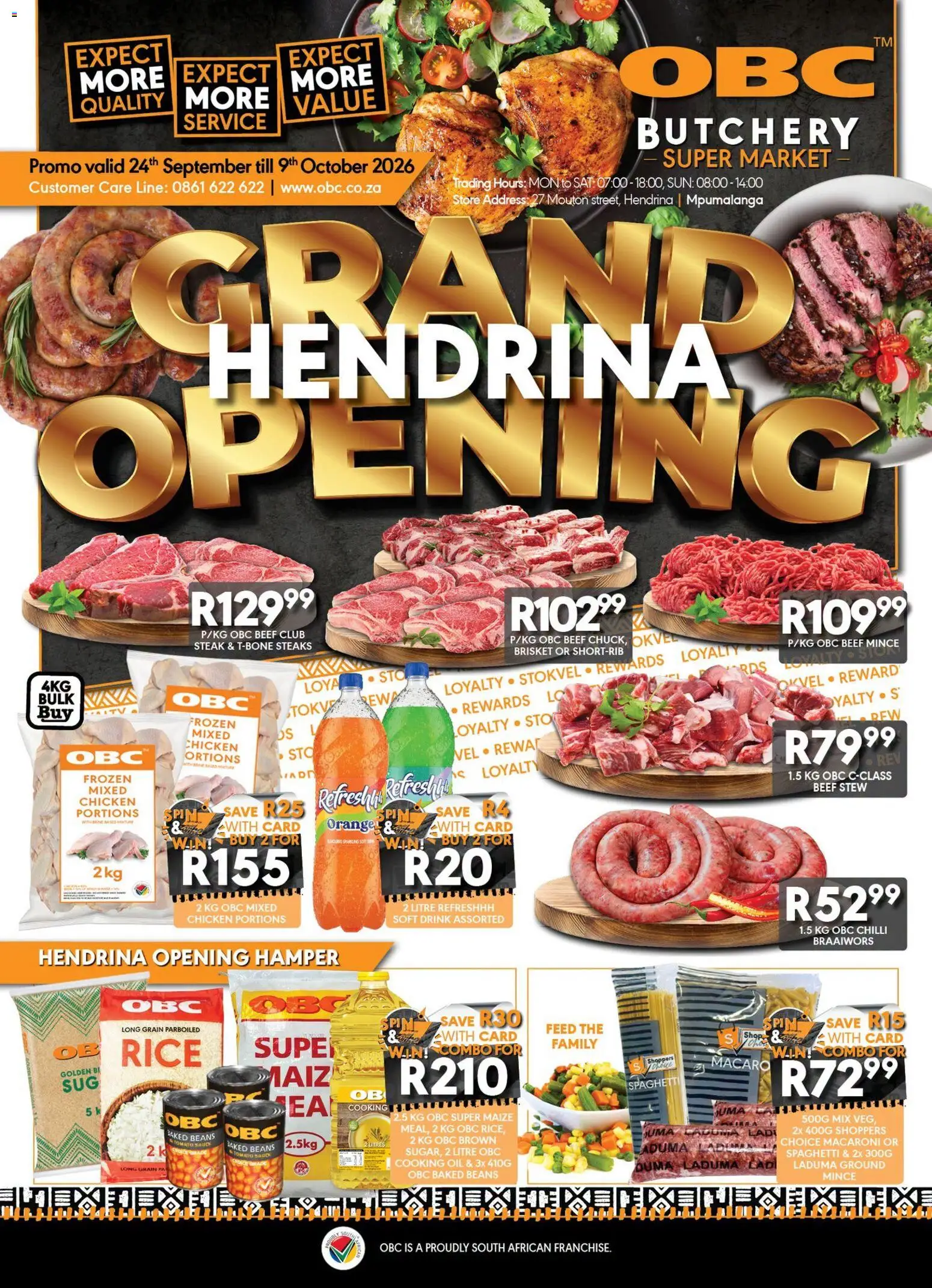 New OBC catalogue – valid from 24/09/2026 | Page: 1 | Products: Steak, Oil, Rice, Beef