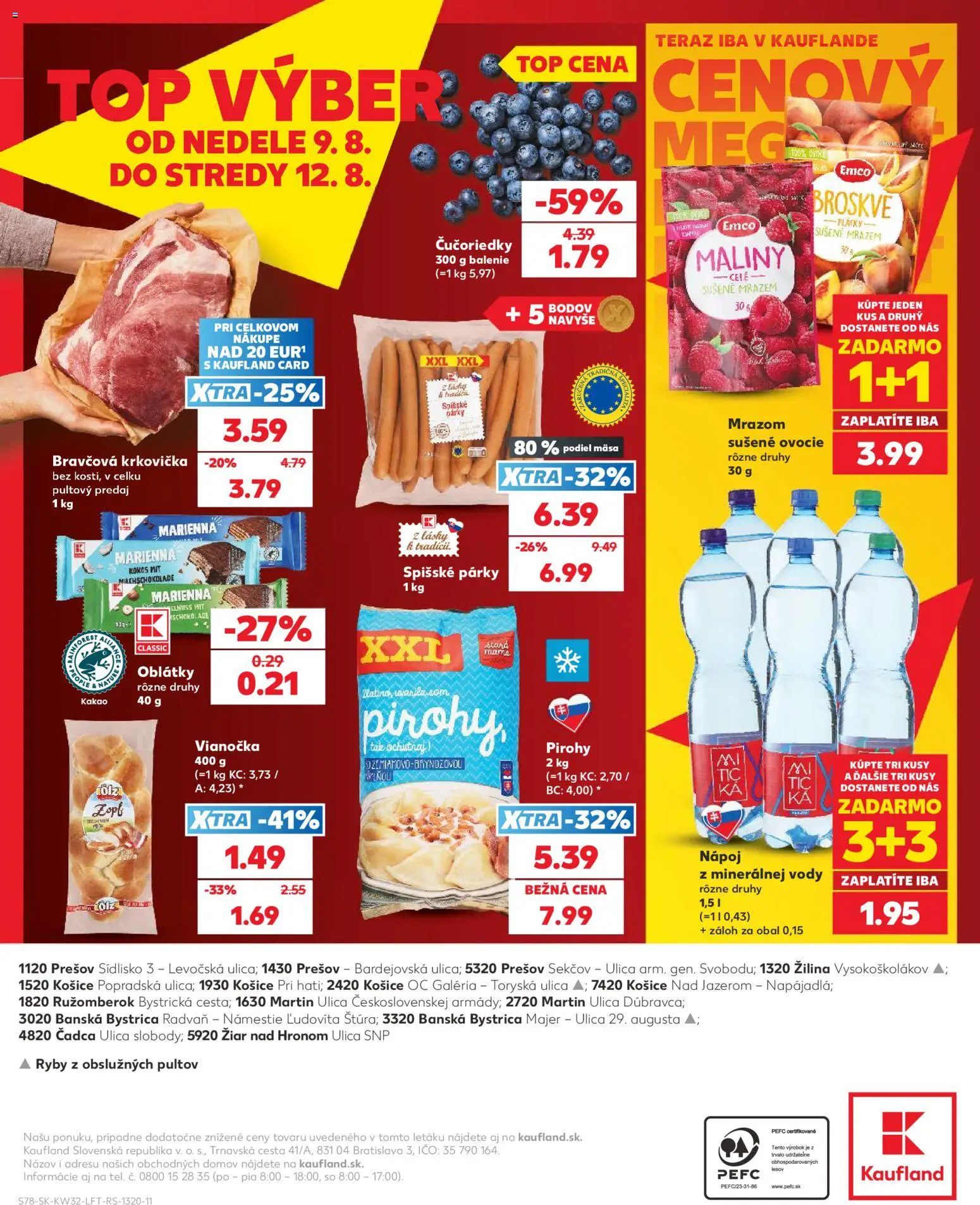 Nové Kaufland akcie – leták je platný od 06.08.2026 | Strana: 78 | Produkty: Krkovička, Párky, Maliny, Ovocie