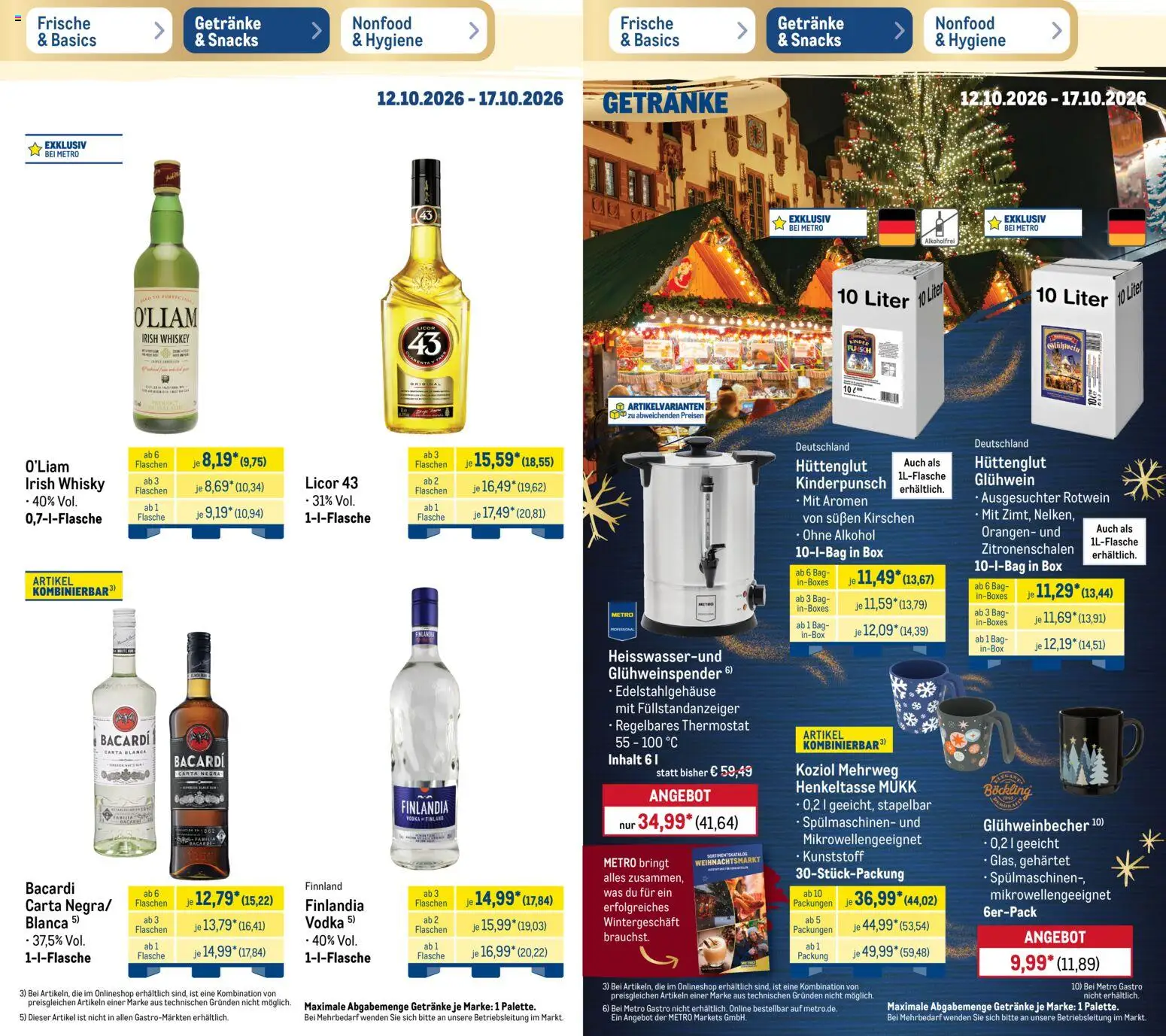 Metro Prospekt – gültig ab 12.10.2026 | Seite: 16 | Produkte: Bacardi, Alkohol, Vodka, Whiskey