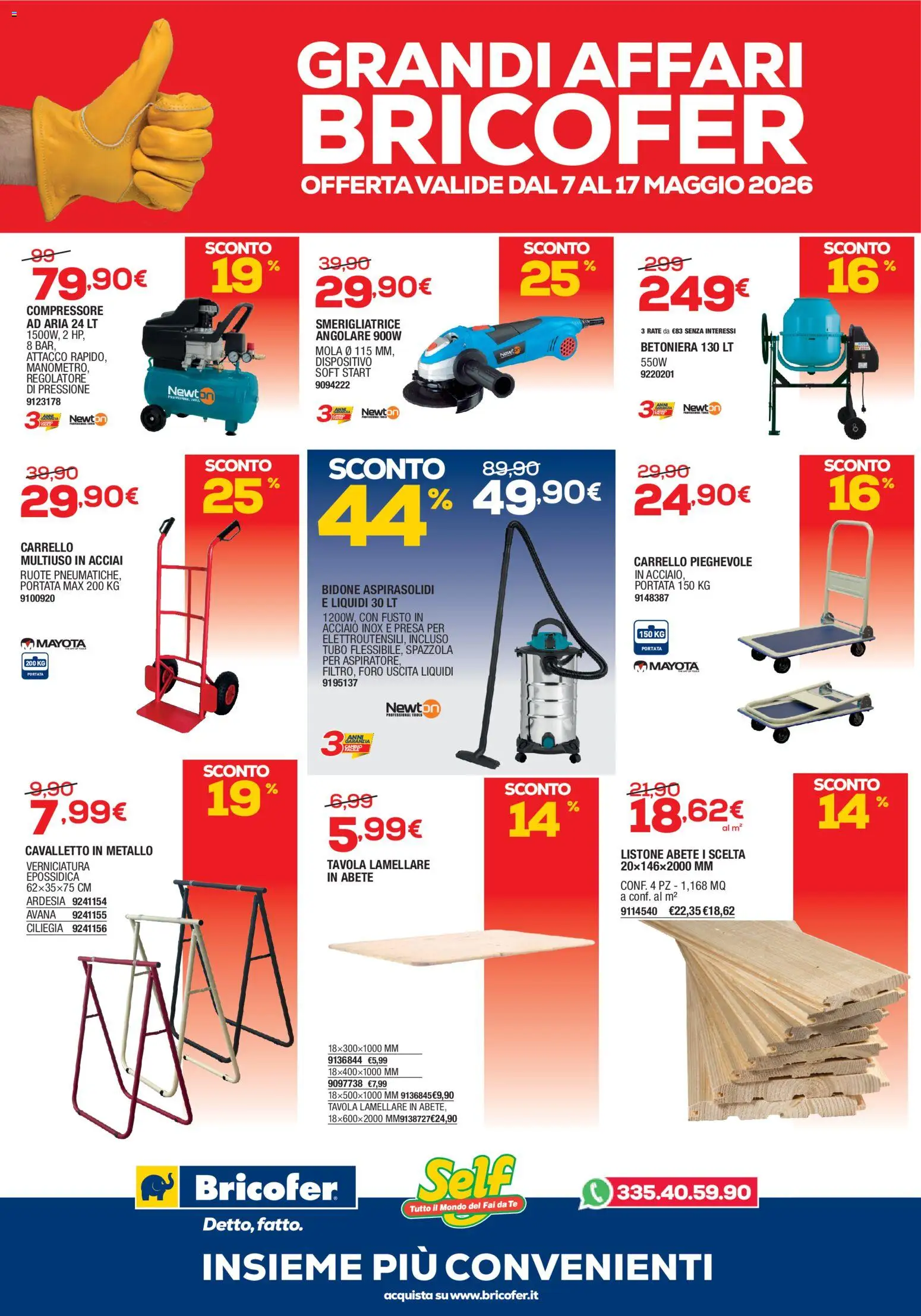 Volantino Bricofer del 07.05.2026 | Pagina: 6 | Prodotti: Spazzola, Tè, Carrello, Betoniera