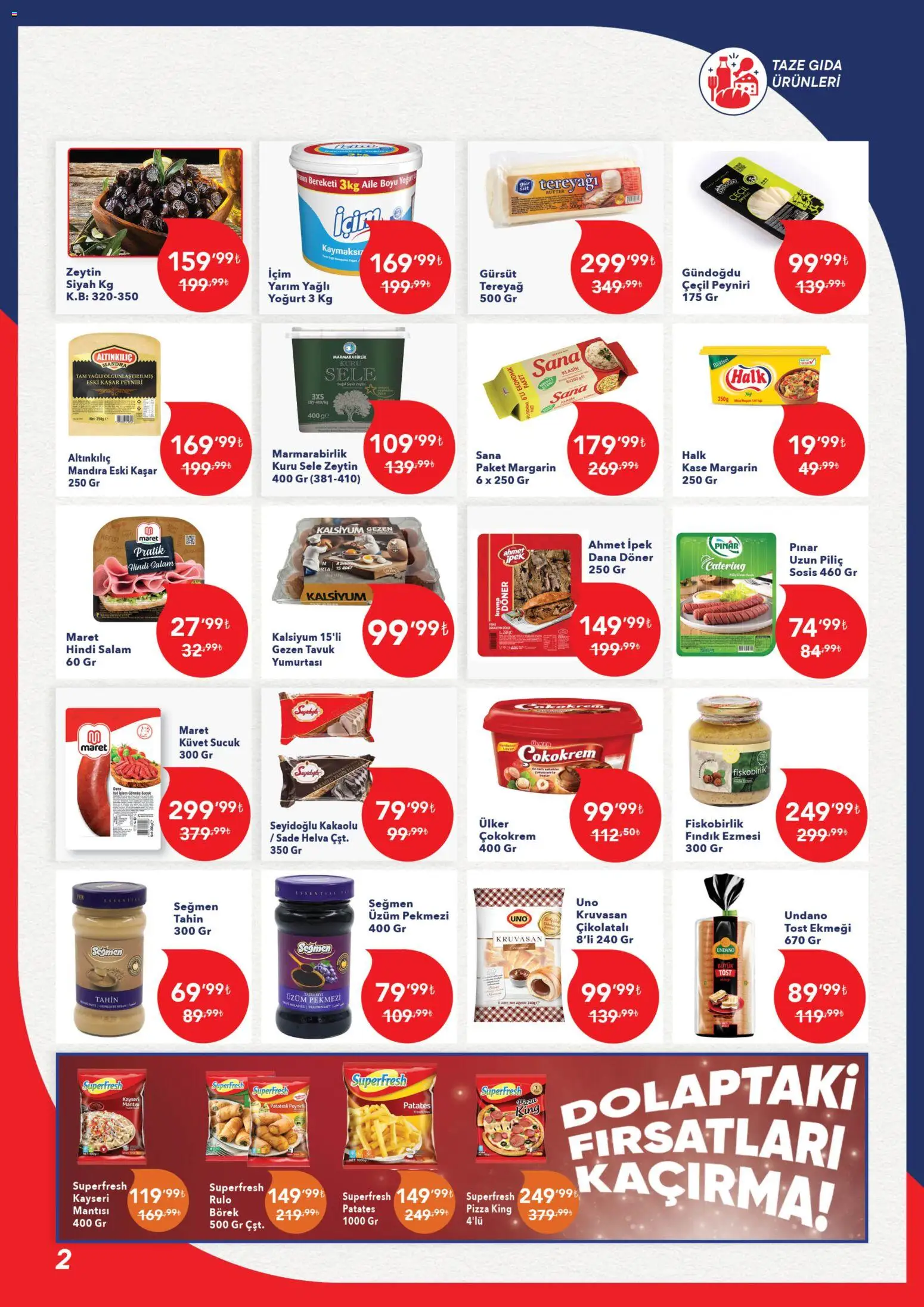 Kim Market Katalog - 11.05.2026 tarihinden itibaren geçerlidir | Sayfa: 2 | Ürünler: Tereyağı, Yoğurt, Zeytin, Sucuk