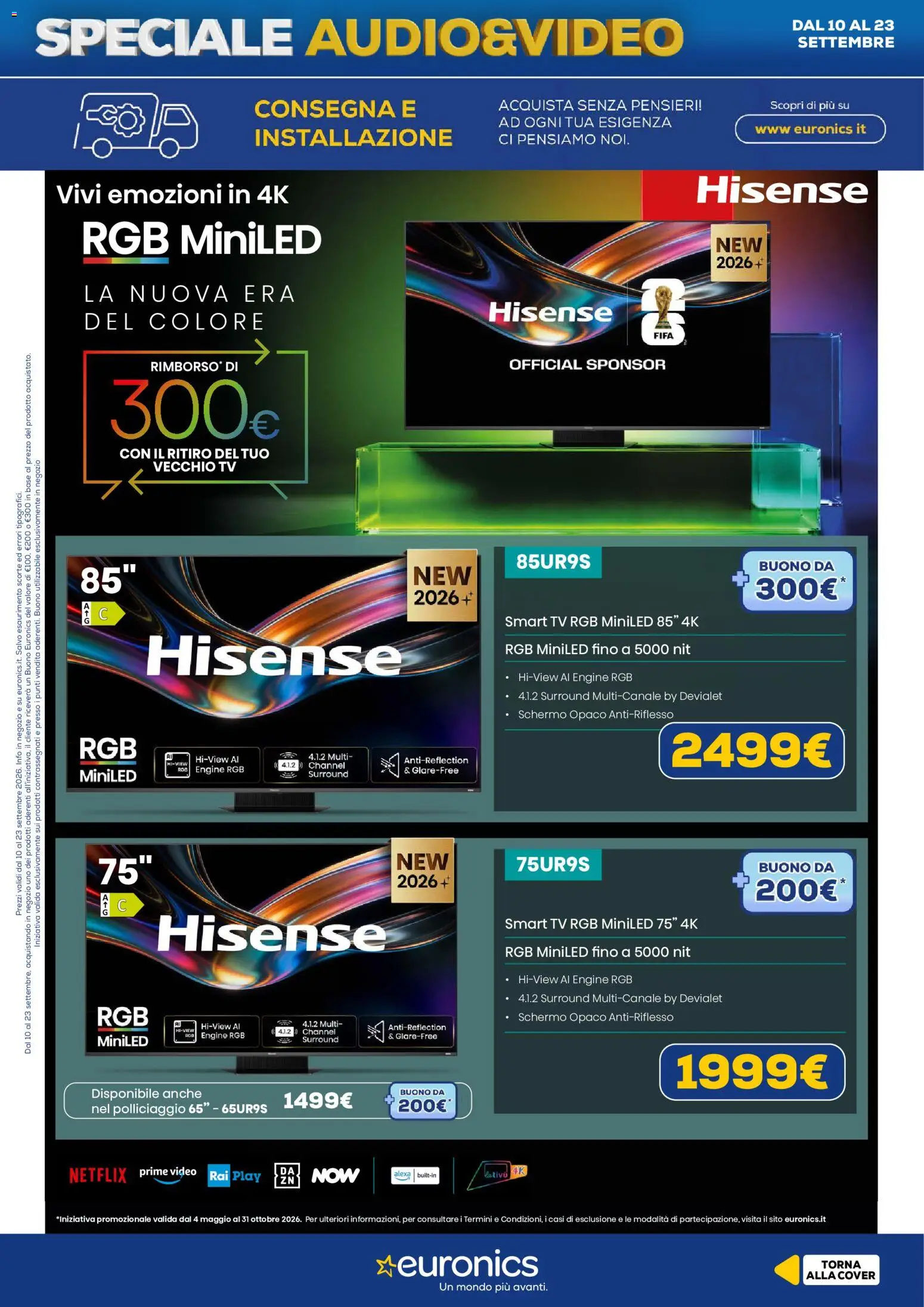 Volantino Euronics del 10/09/2026 | Pagina: 11 | Prodotti: Schermo, smart TV, TV, Video