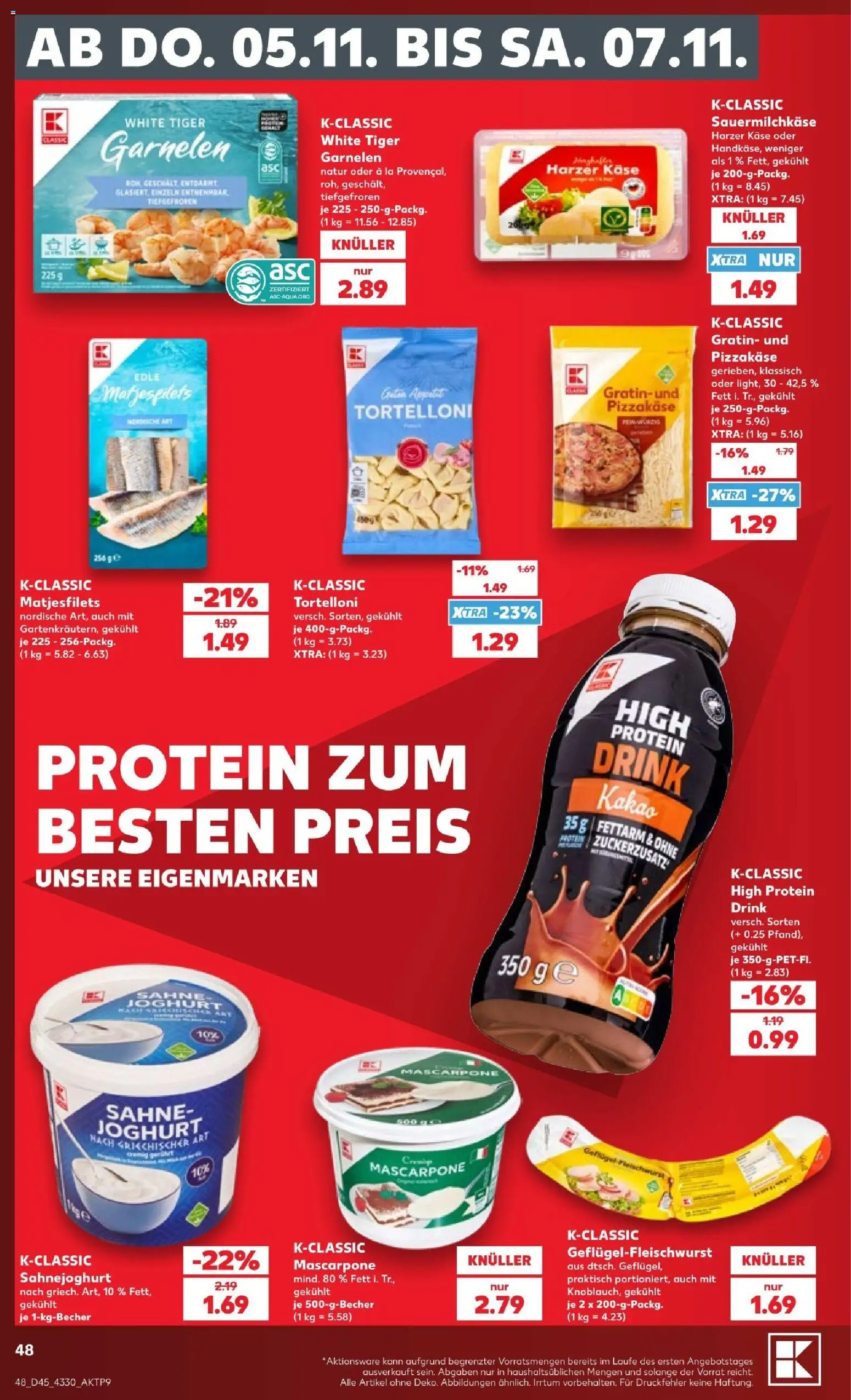 Kaufland Prospekt – gültig ab 02.11.2026 | Seite: 48 | Produkte: Käse, Mascarpone, Garnelen, Sahne